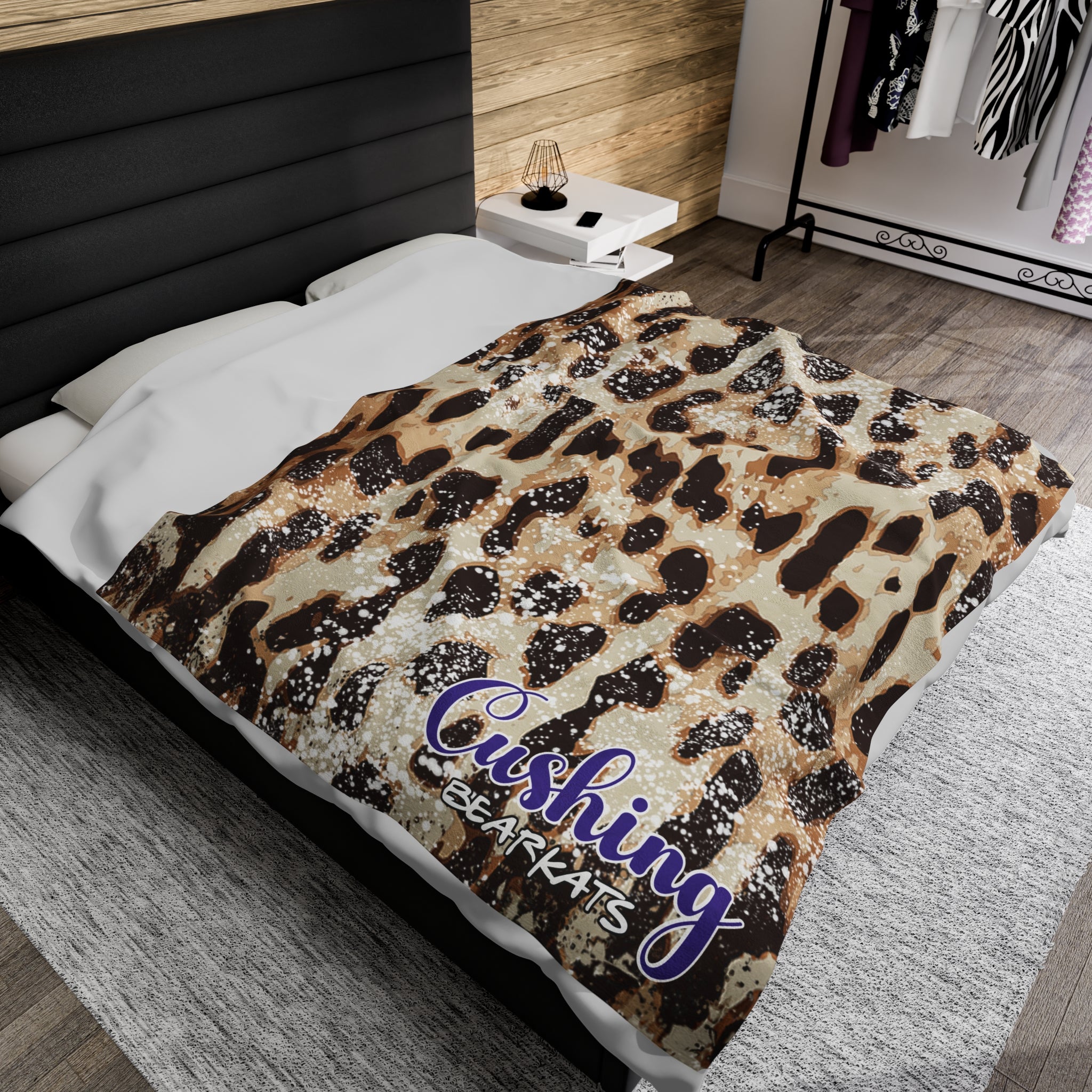 SCHOOL SPIRIT BLANKET | CUSHING BEARKATS | LEOPARD 1