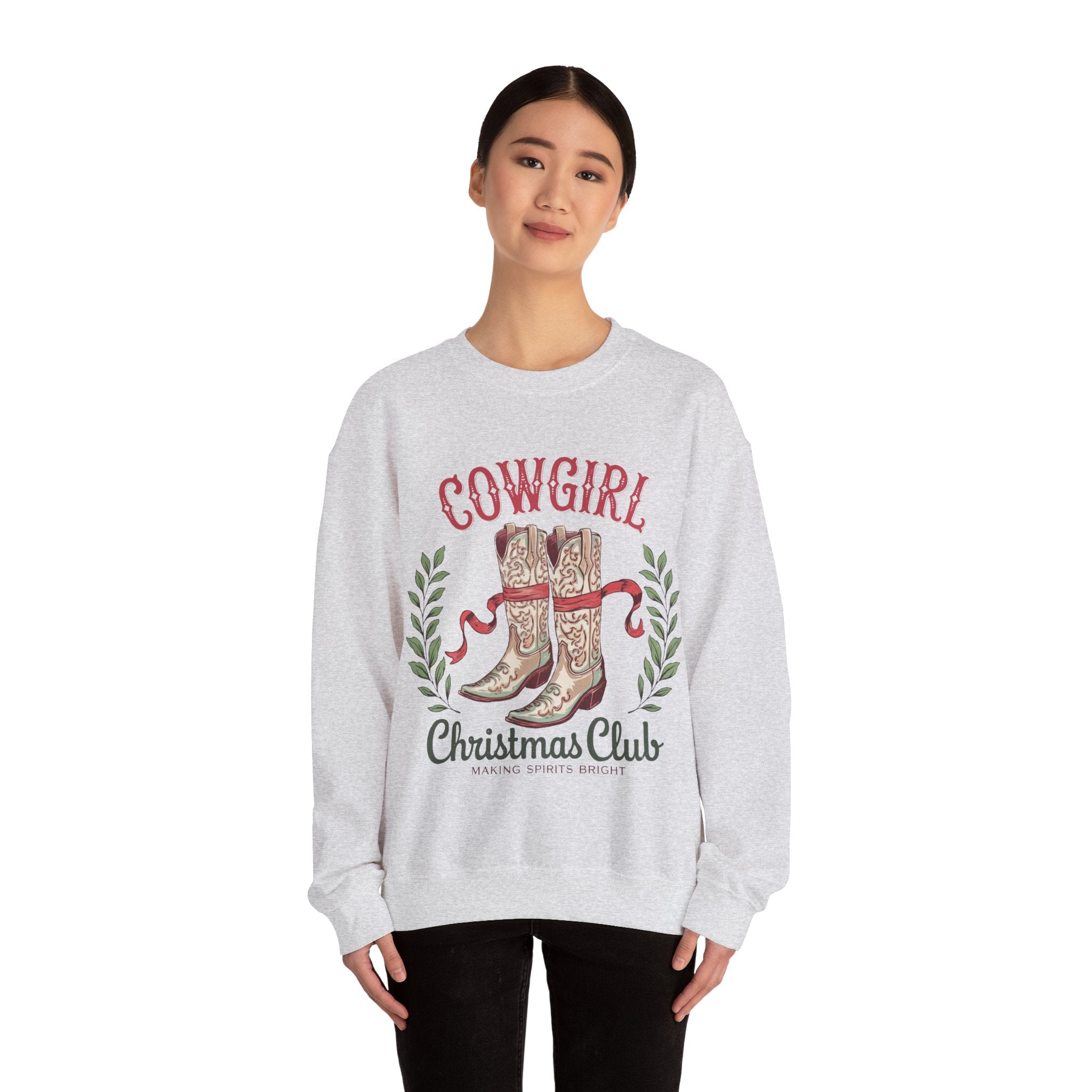 Cowgirl Christmas Club Crewneck Gildan Sweatshirt - Festive Holiday Apparel