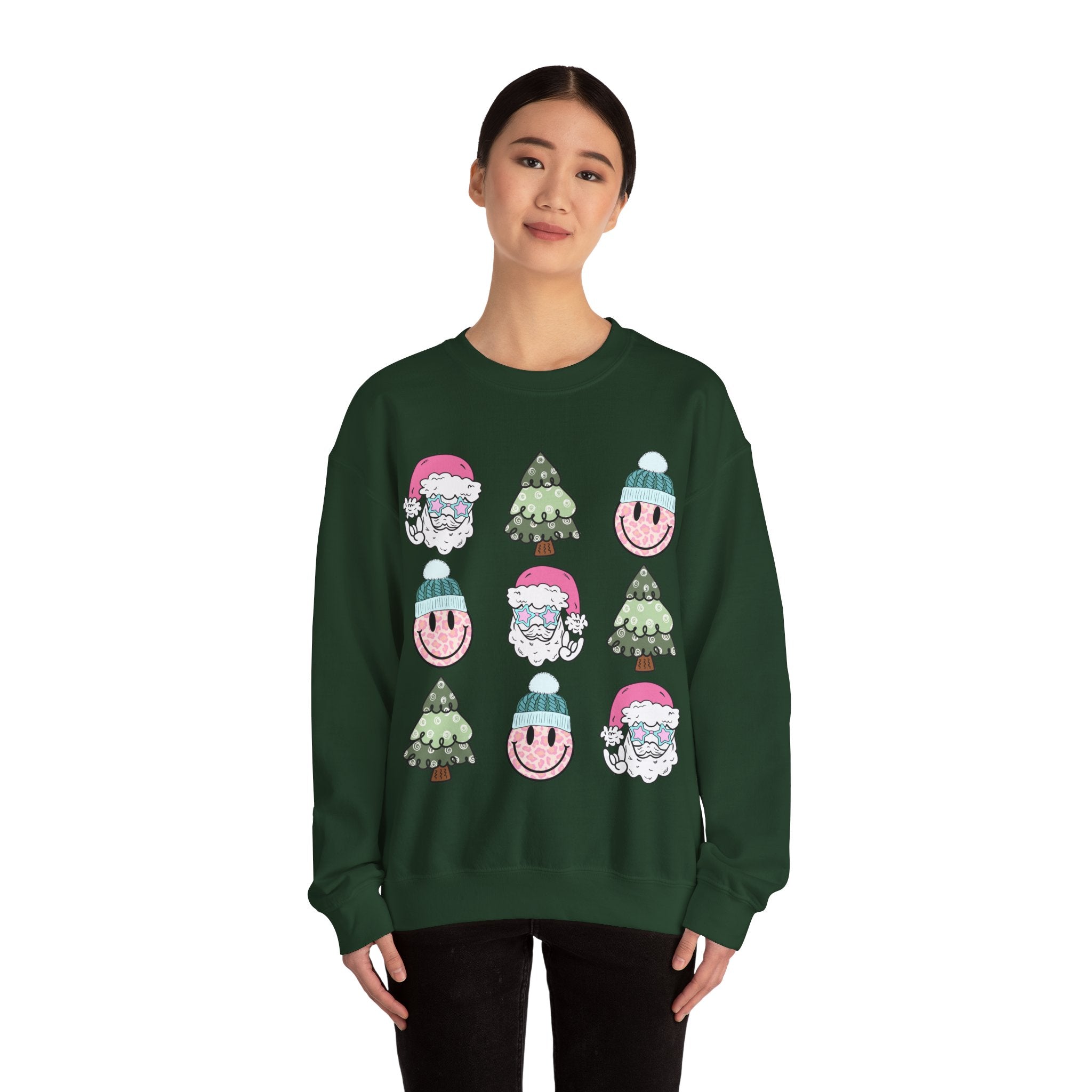 Gildan Festive Cheer Unisex Crewneck Sweatshirt - Christmas Trees & Santa Designs