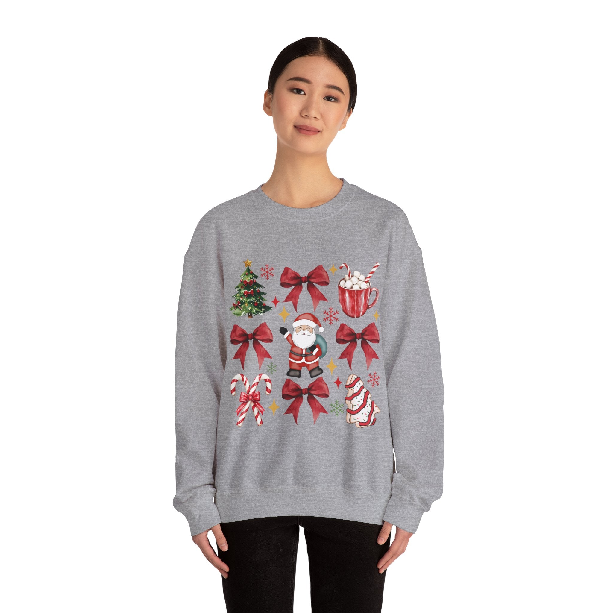 Festive Santa Gildan Crewneck Sweatshirt - Cozy Holiday Apparel