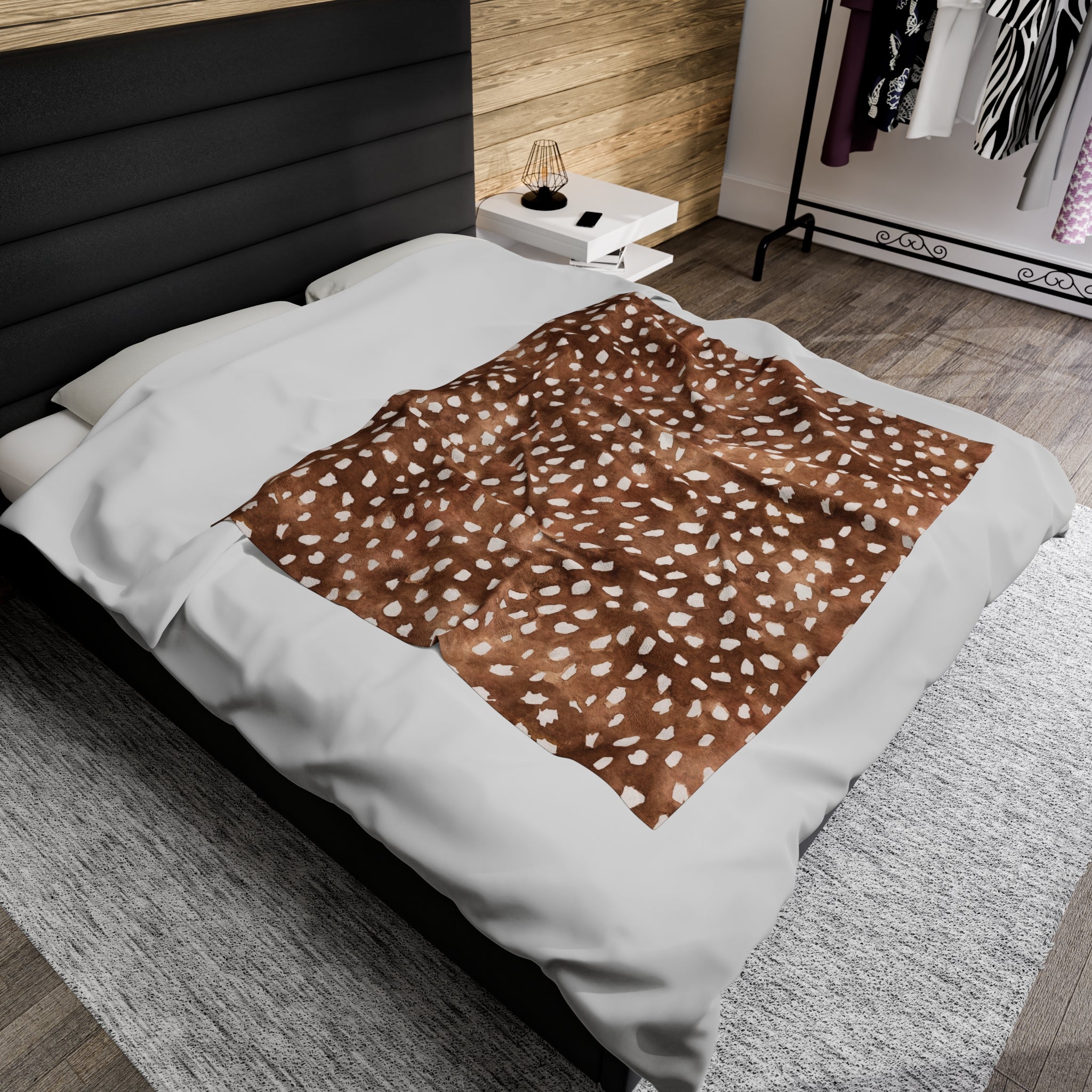 Velveteen Plush Blanket | FAWN PRINT