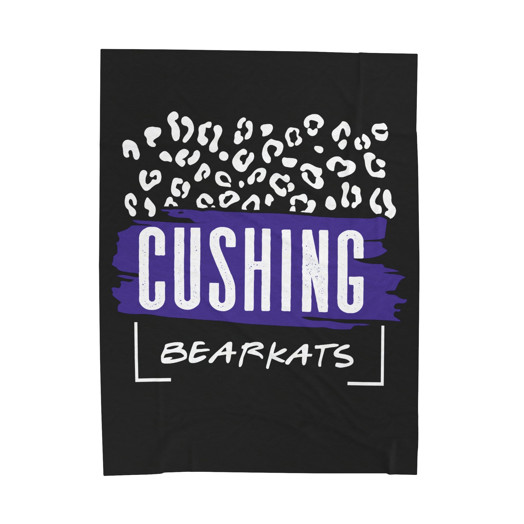 SCHOOL SPIRIT BLANKET | CUSHING BEARKATS | BLACK BLANKET | LEOPARD FRAME