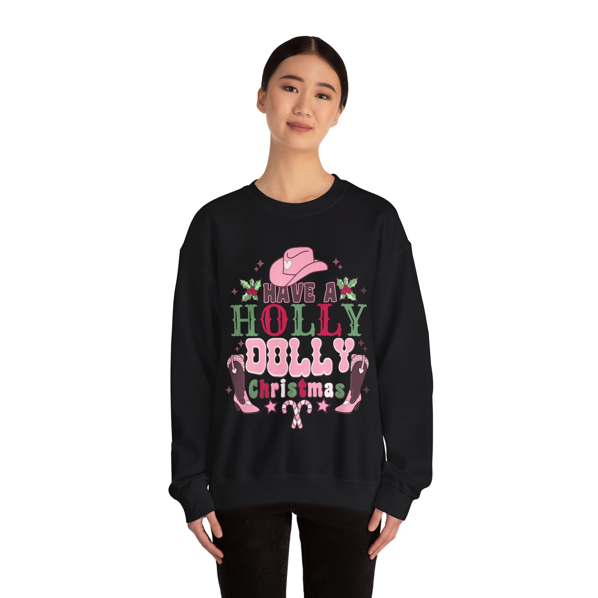 Gildan Have a Holly Dolly Christmas Sweatshirt - Unisex Heavy Blend Crewneck