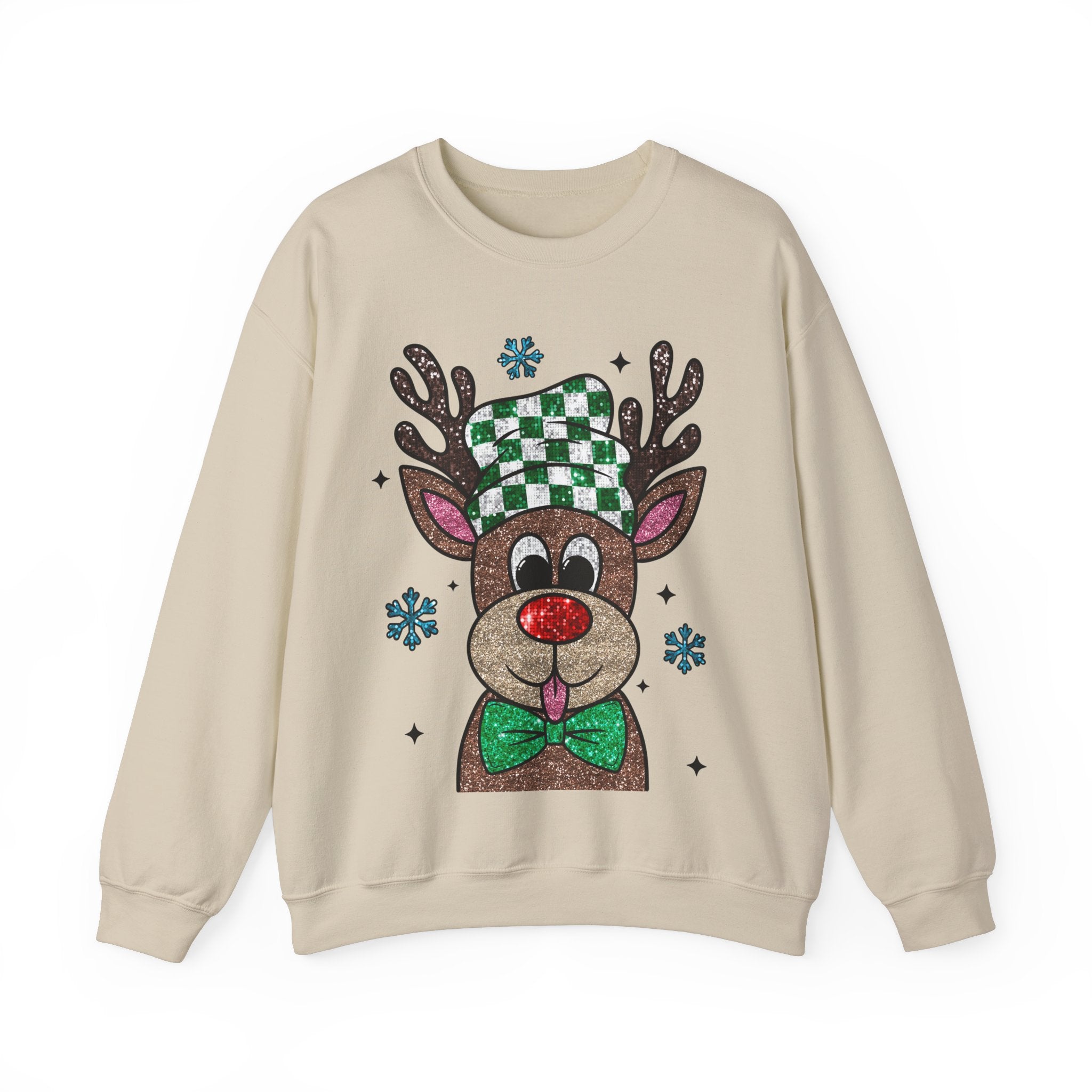 Gildan Festive Reindeer Crewneck Sweatshirt for Holiday Cheer