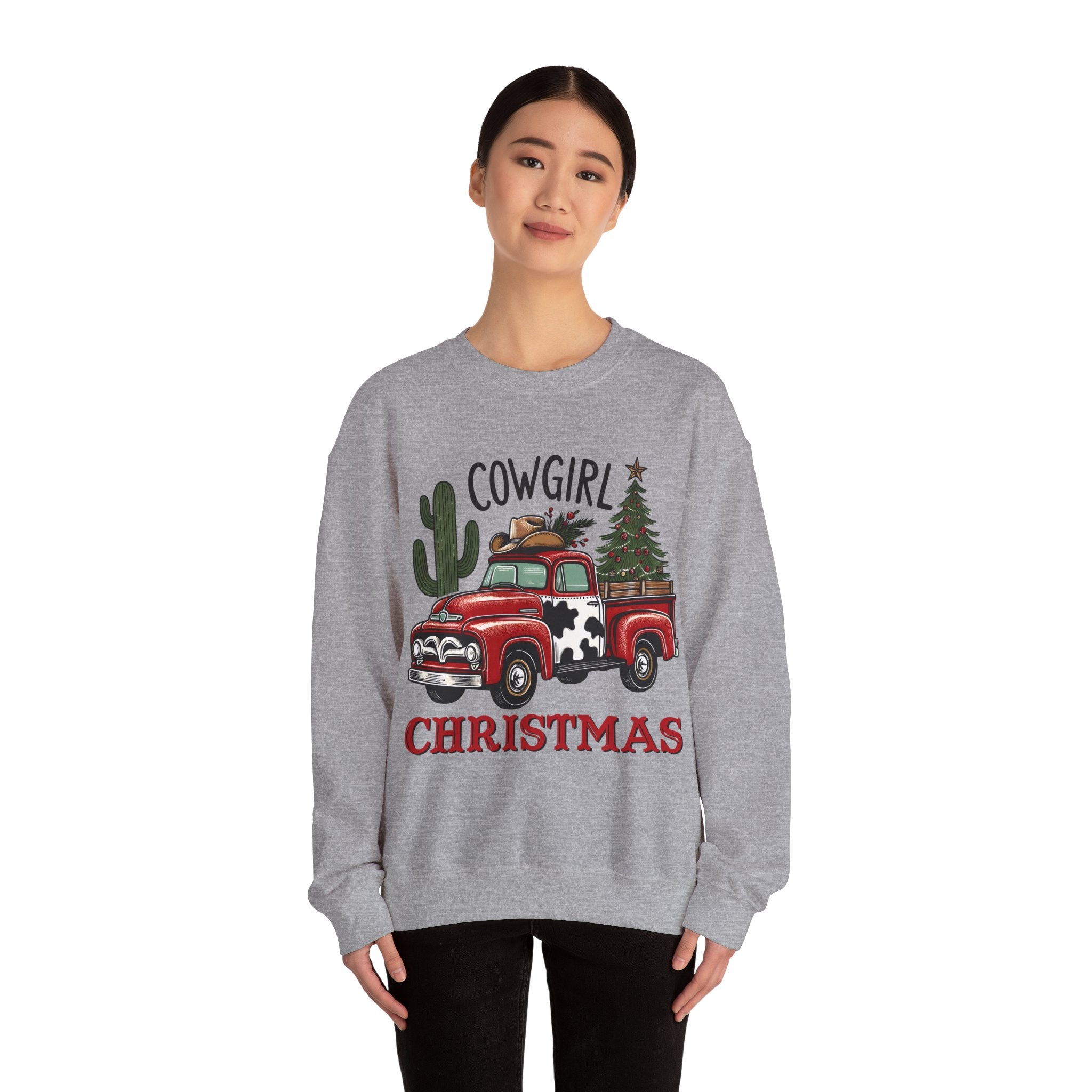 Gildan Cowgirl Christmas Sweatshirt | Unisex Heavy Blend Crewneck