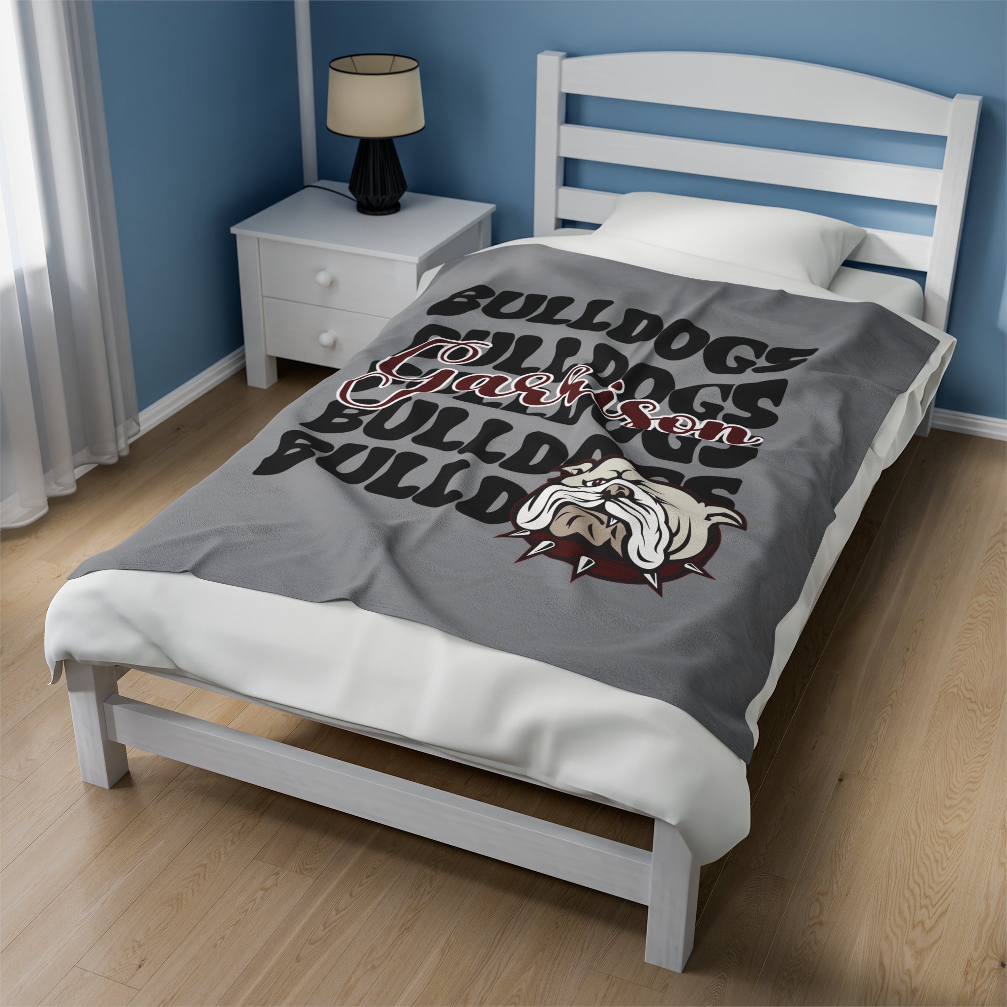 GRAY SCHOOL SPIRIT BLANKET | STACKED GARRISON BULLDOGS