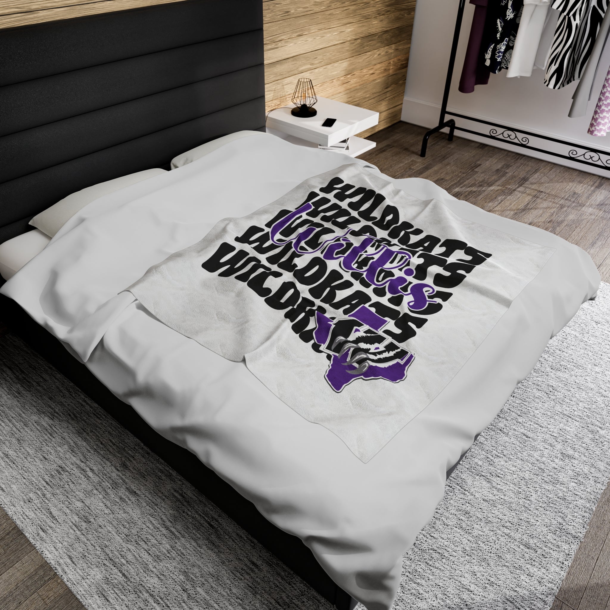 School Spirit Blanket | WILLIS BEARKATS | WHITE BLANKET | STACKED LOGO