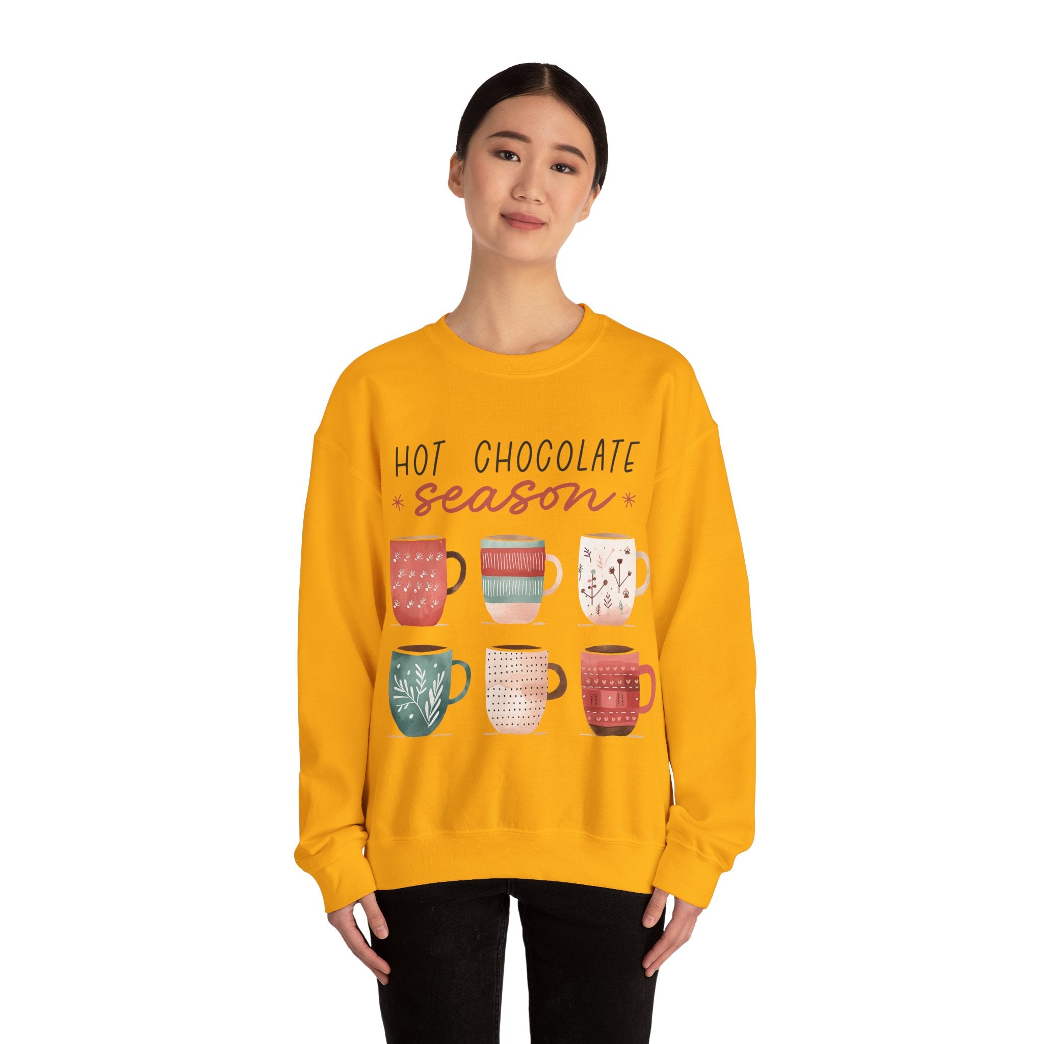 Gildan Hot Chocolate Season Crewneck Sweatshirt - Cozy Unisex Winter Apparel