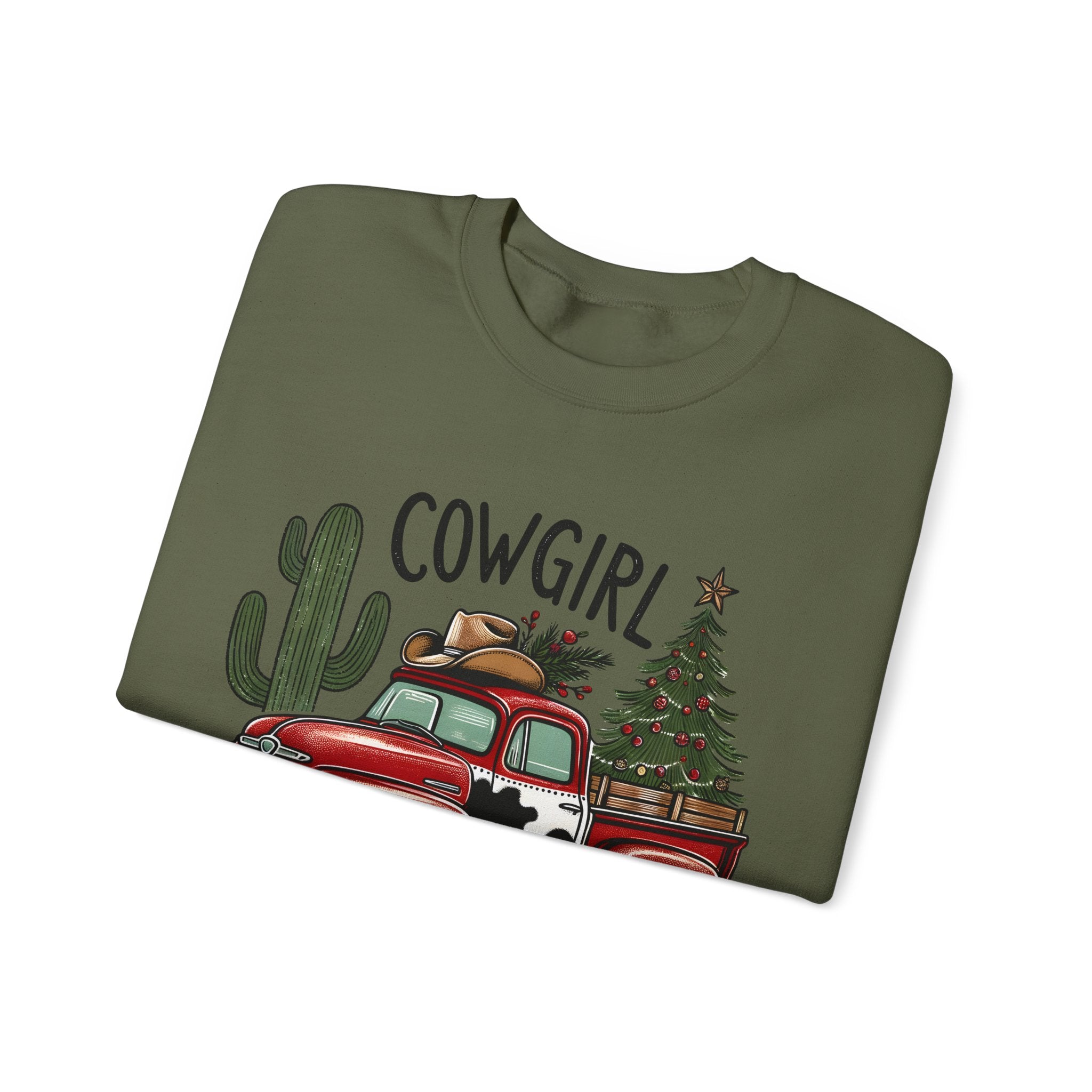 Gildan Cowgirl Christmas Sweatshirt | Unisex Heavy Blend Crewneck