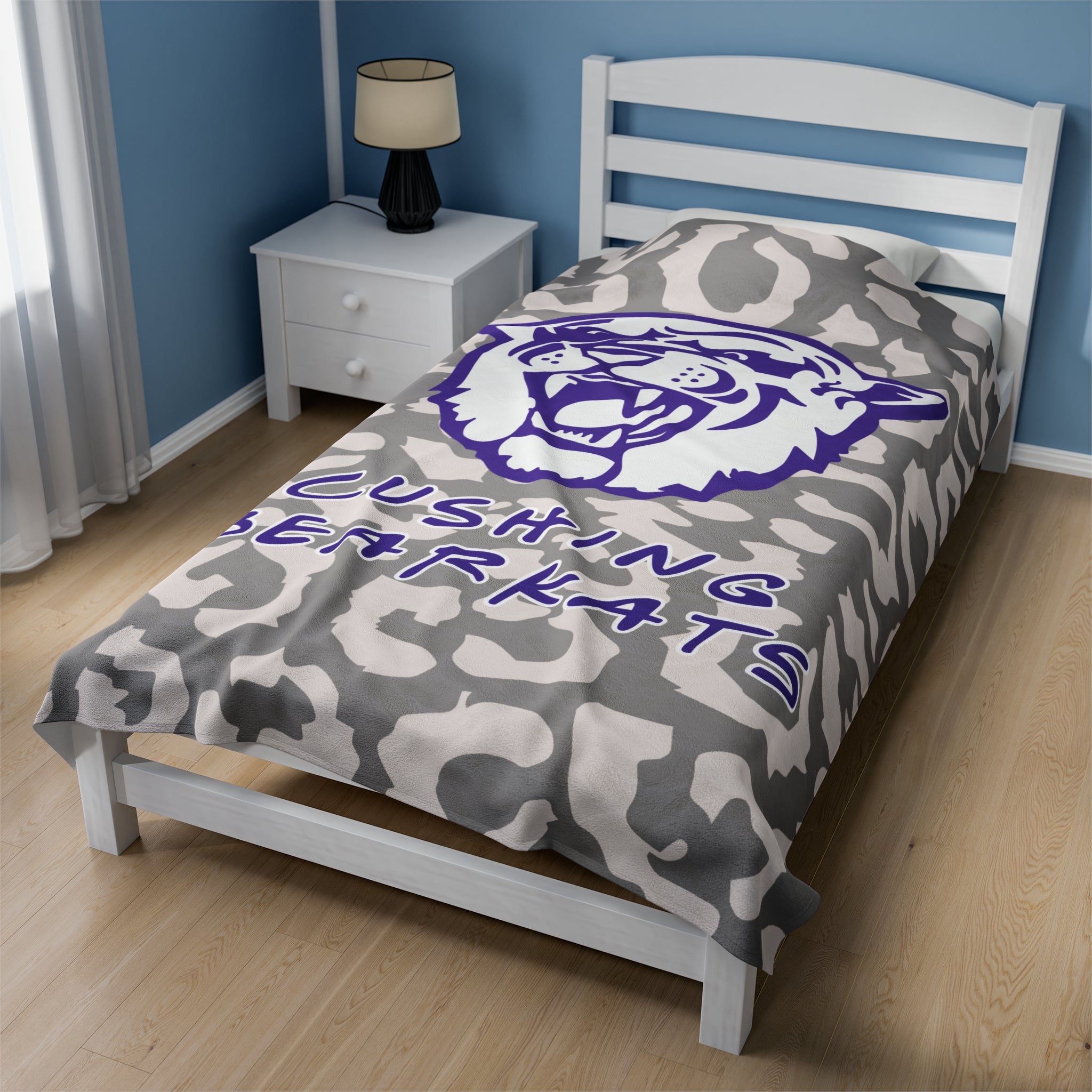 SCHOOL SPIRIT BLANKET | CUSHING BEARKATS | LEOPARD MASCOT