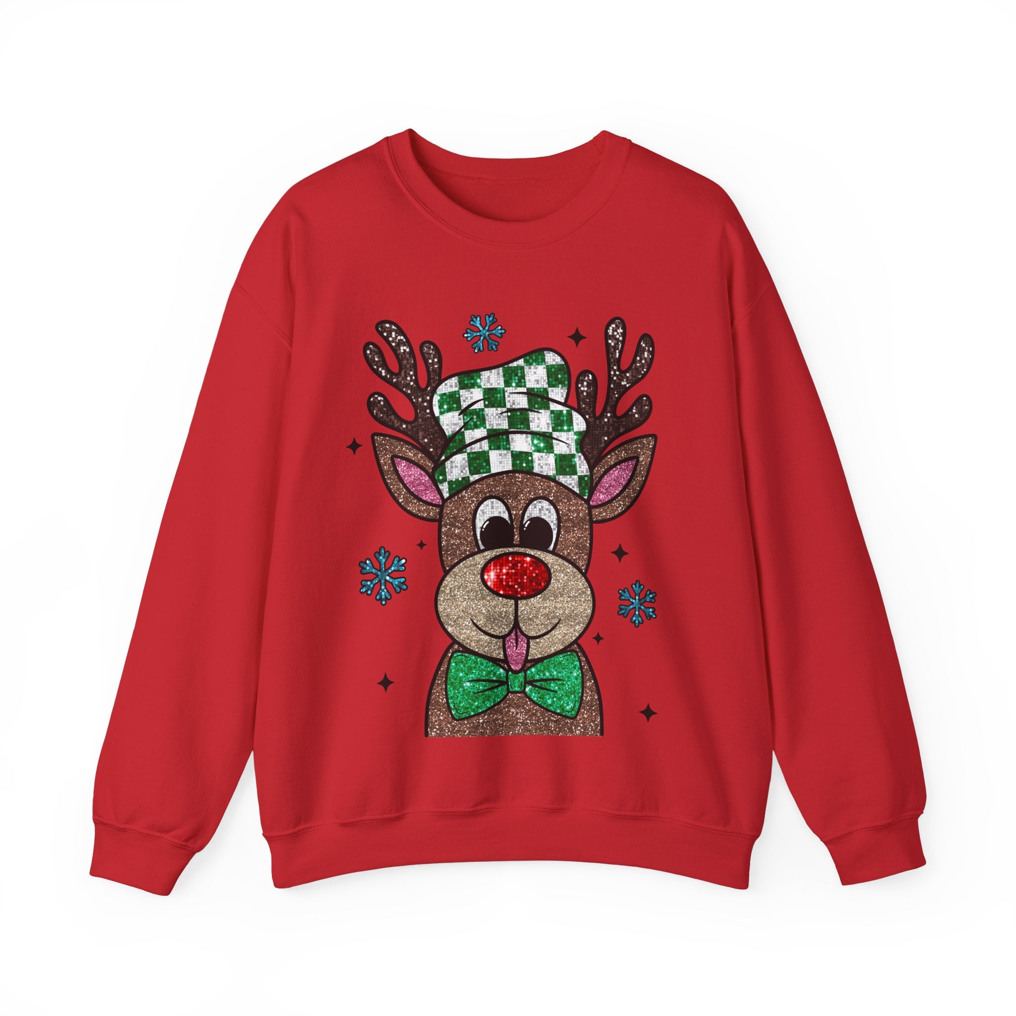 Gildan Festive Reindeer Crewneck Sweatshirt for Holiday Cheer