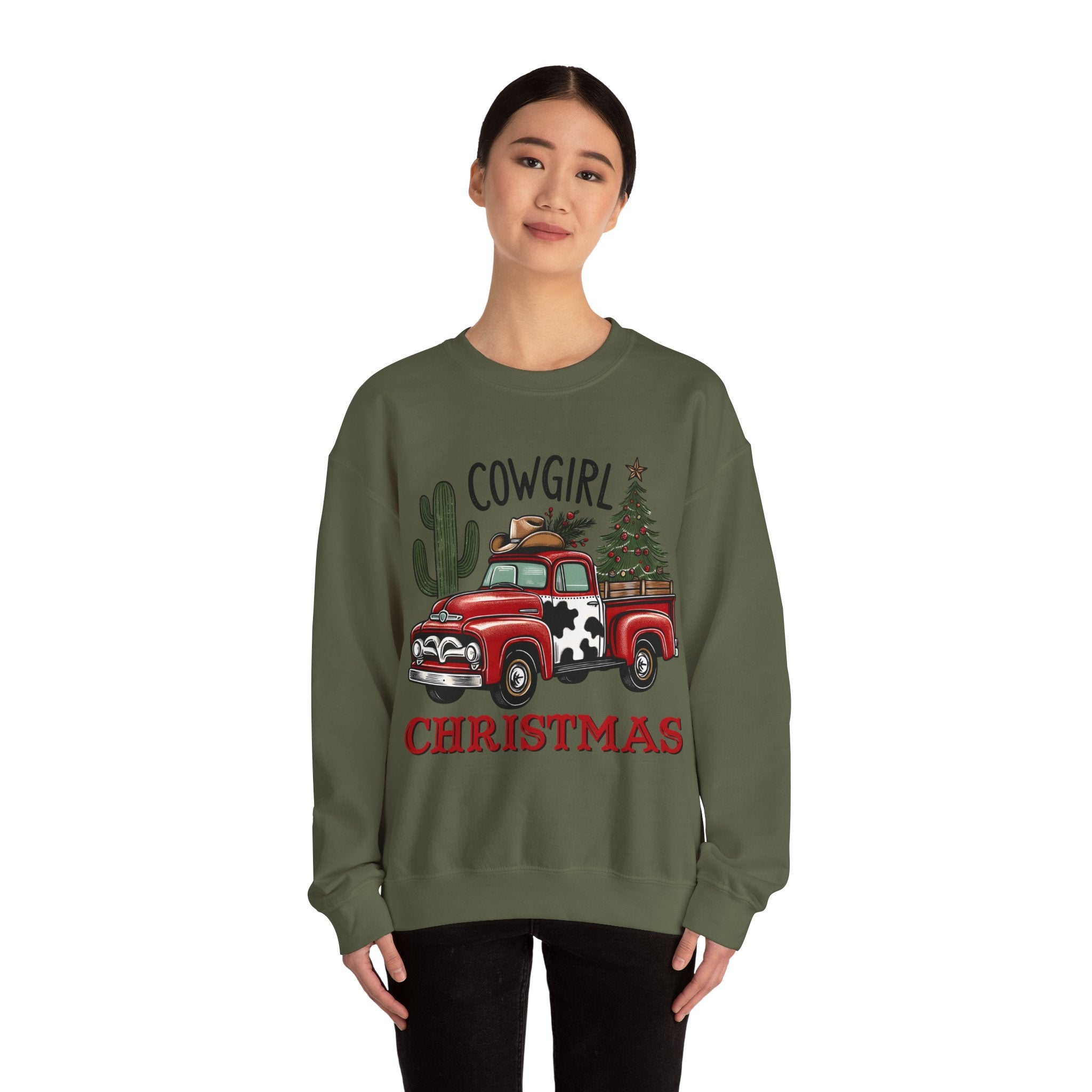 Gildan Cowgirl Christmas Sweatshirt | Unisex Heavy Blend Crewneck