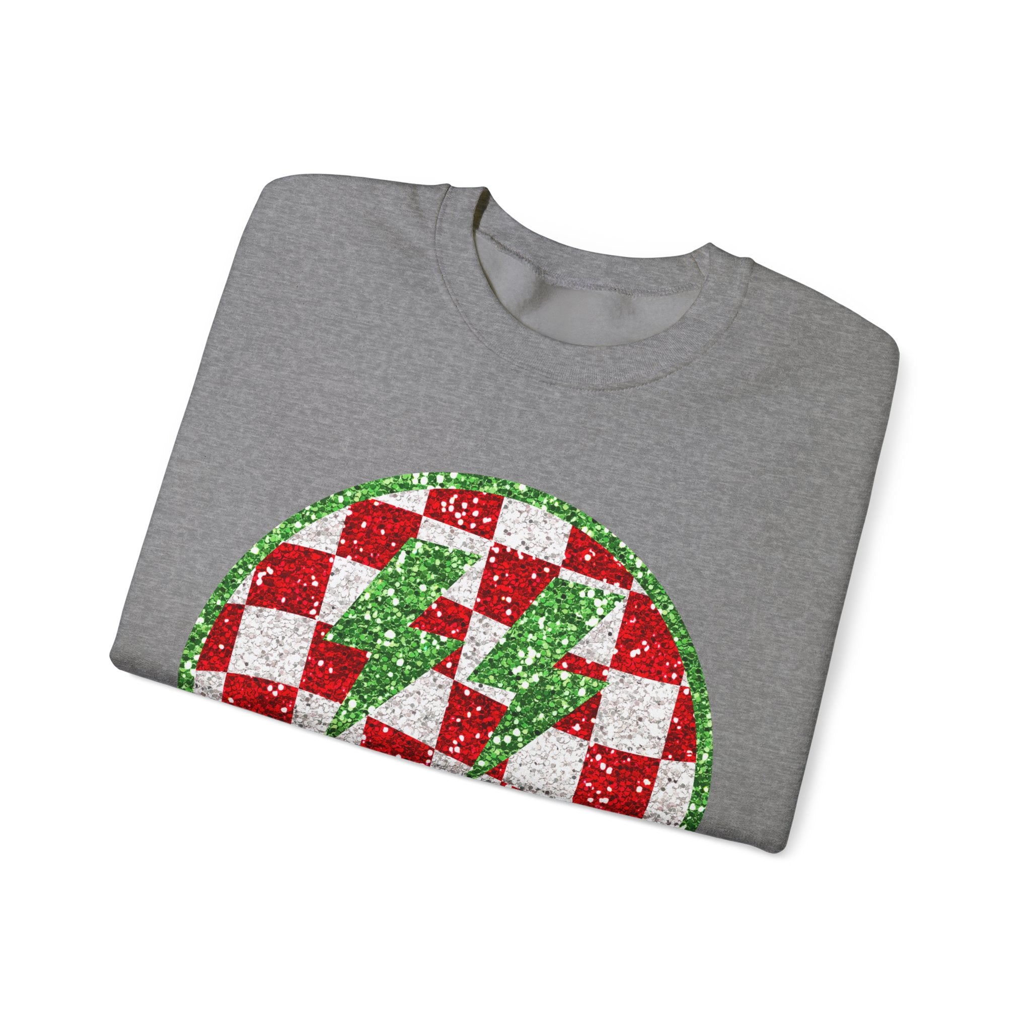 Gildan Festive Sequin Checkerboard Crewneck Sweatshirt for Holiday Cheer