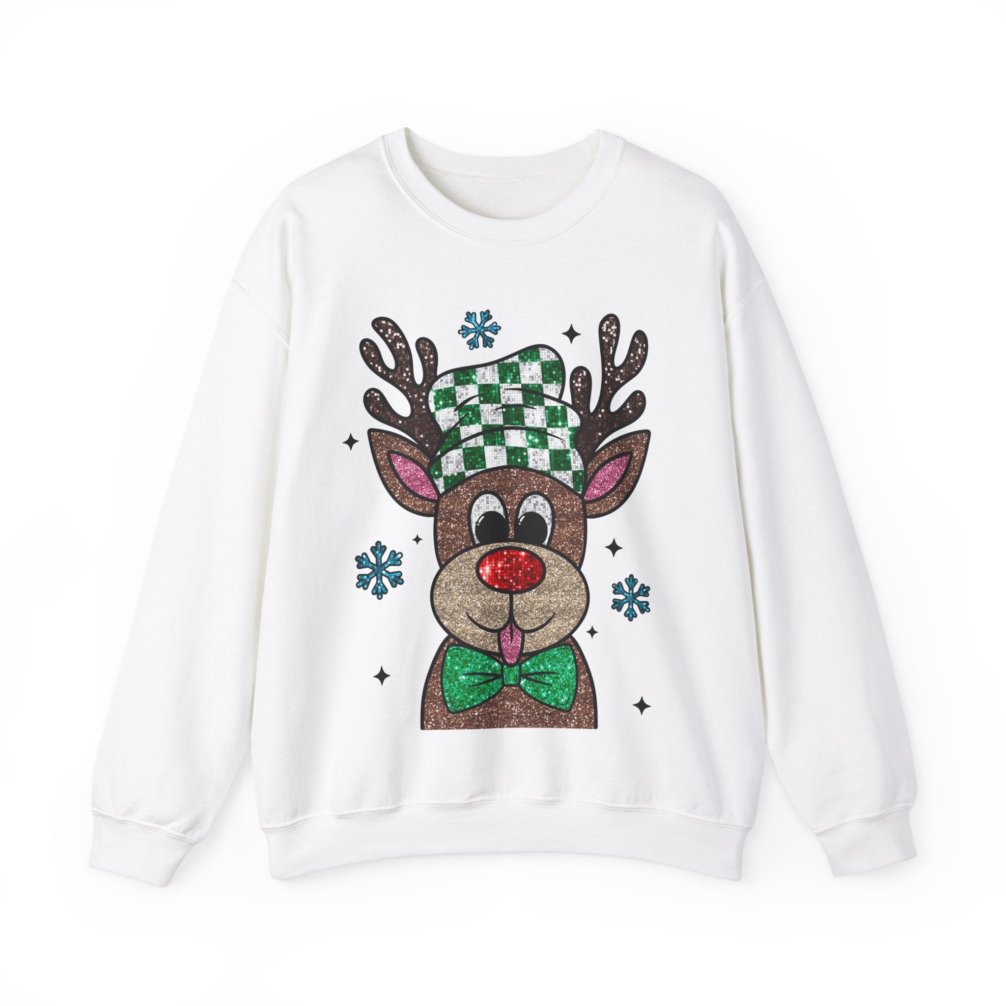 Gildan Festive Reindeer Crewneck Sweatshirt for Holiday Cheer