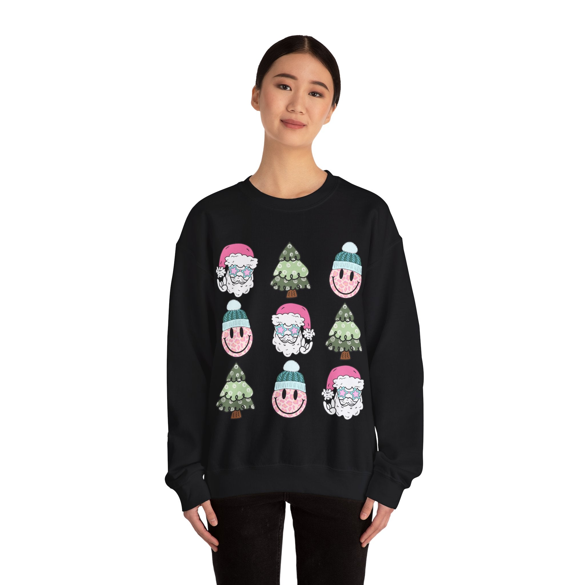 Gildan Festive Cheer Unisex Crewneck Sweatshirt - Christmas Trees & Santa Designs