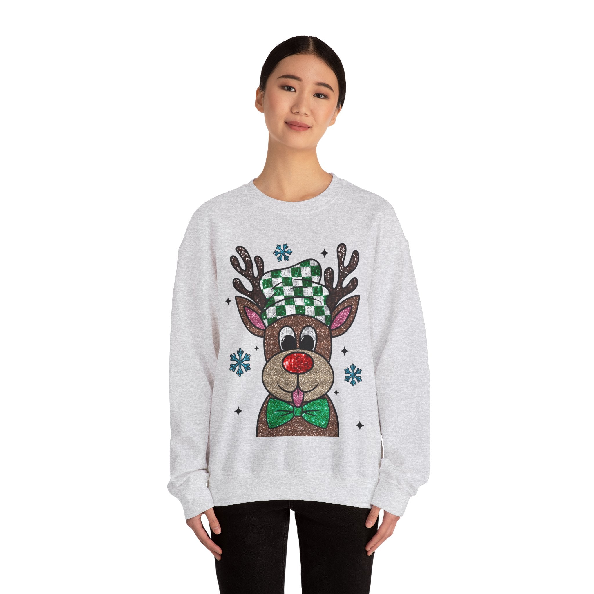 Gildan Festive Reindeer Crewneck Sweatshirt for Holiday Cheer