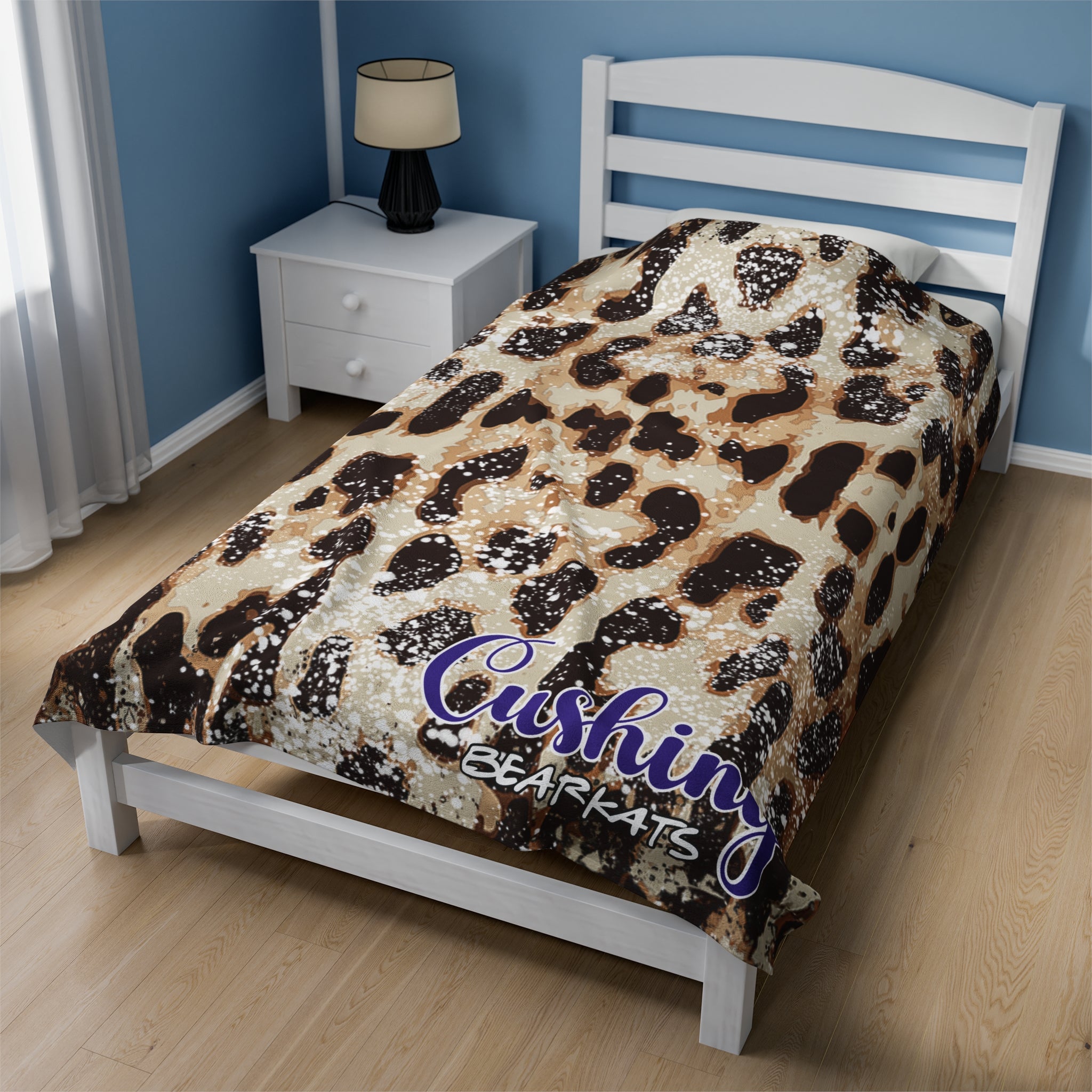 SCHOOL SPIRIT BLANKET | CUSHING BEARKATS | LEOPARD 1