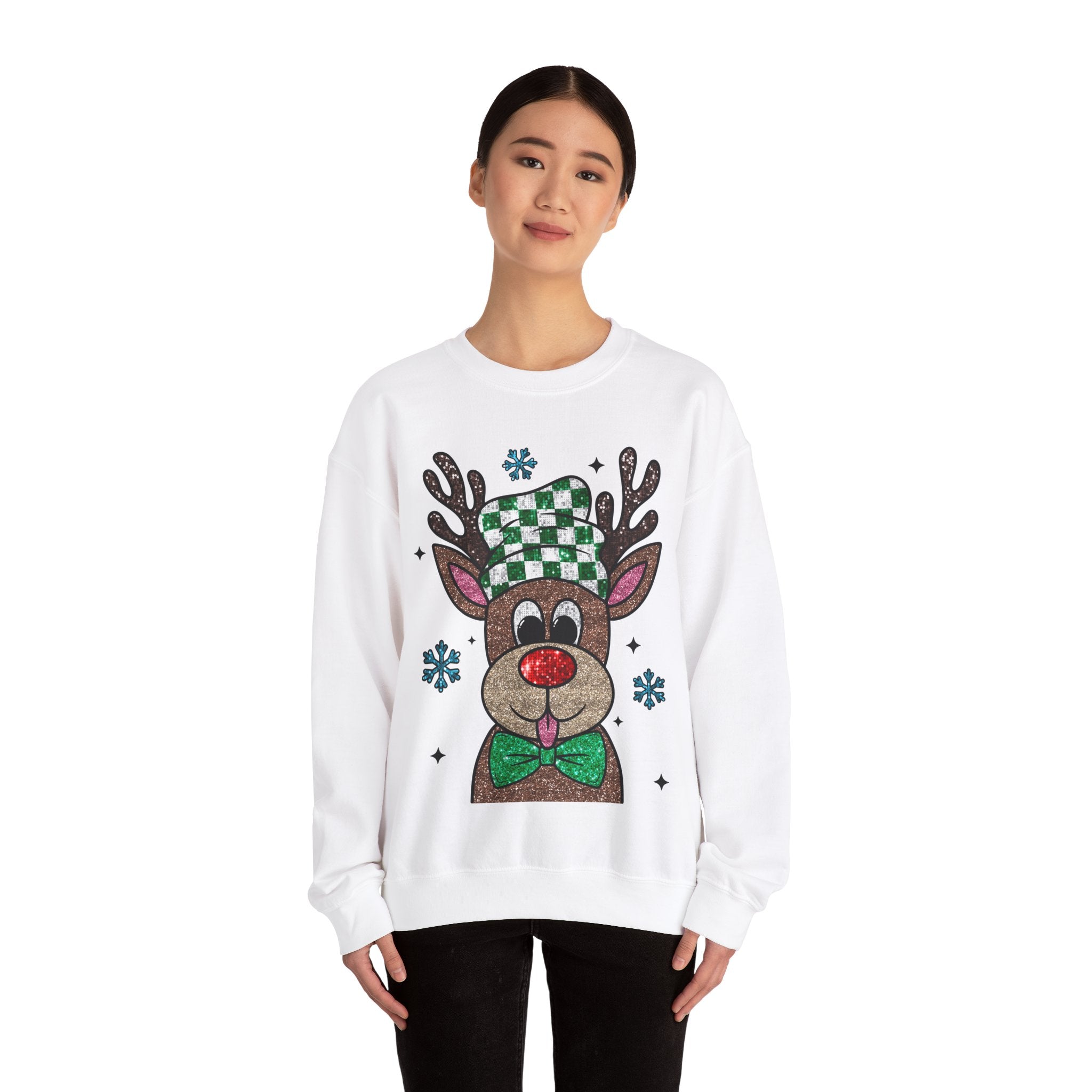 Gildan Festive Reindeer Crewneck Sweatshirt for Holiday Cheer