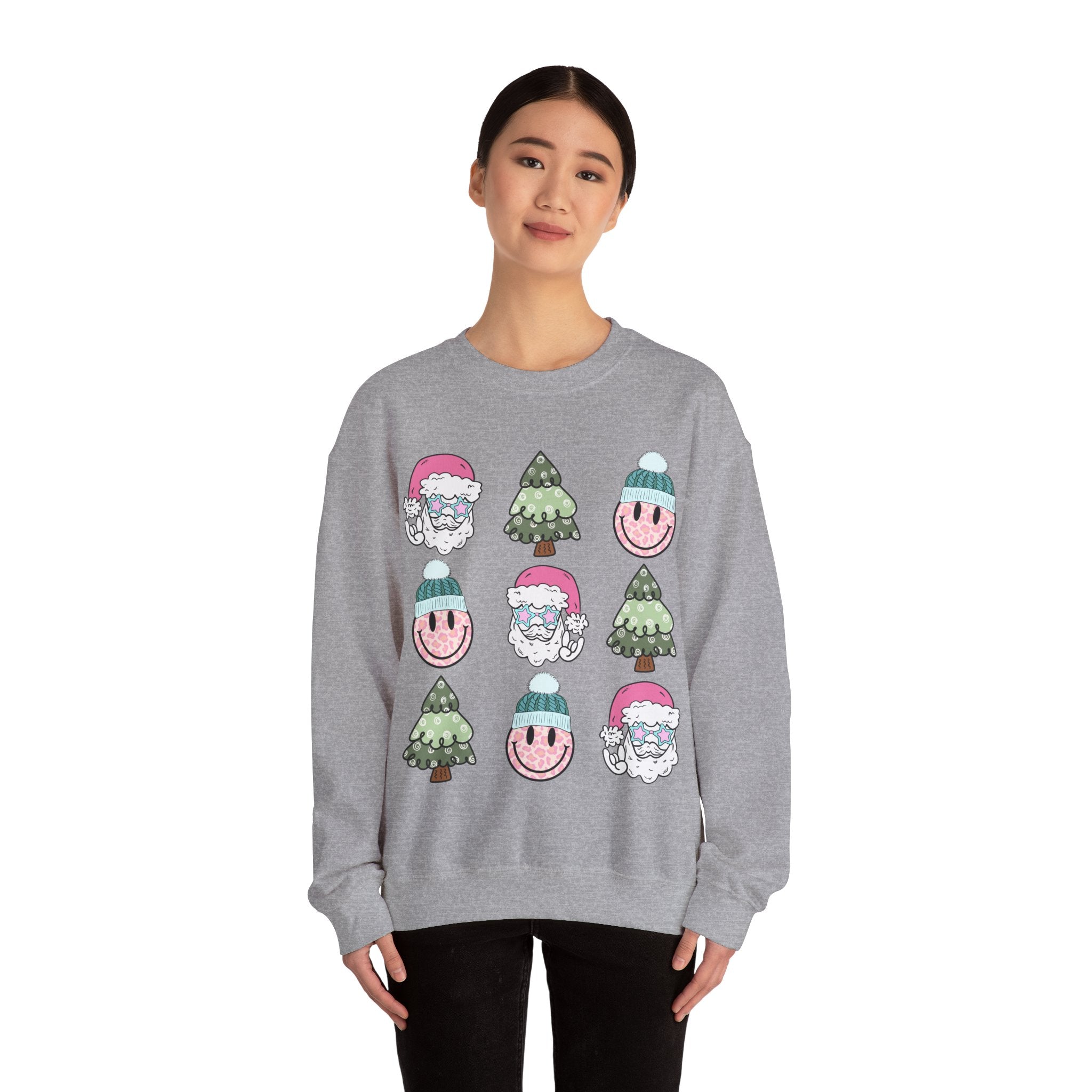 Gildan Festive Cheer Unisex Crewneck Sweatshirt - Christmas Trees & Santa Designs