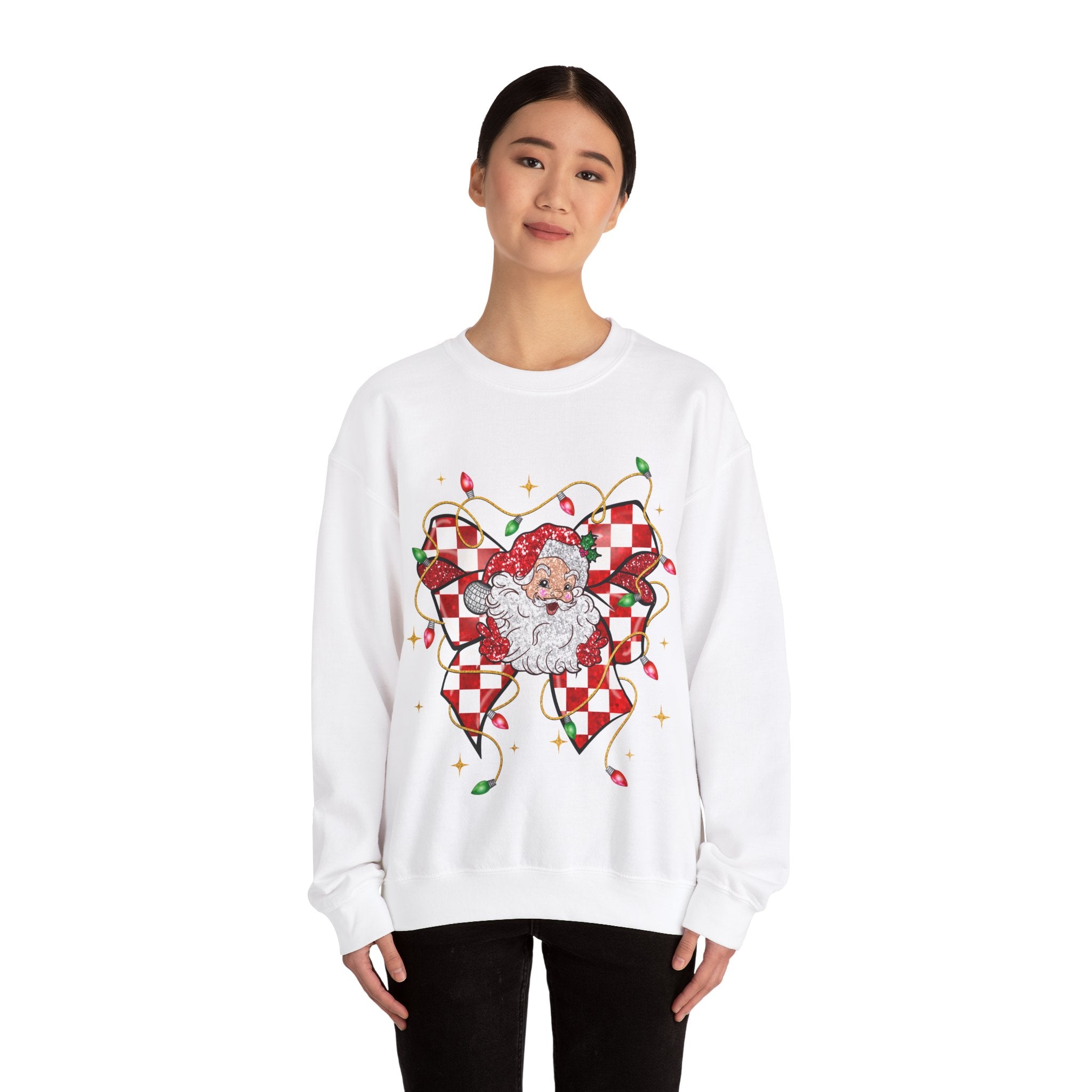 Gildan Festive Santa Heart Crewneck Sweatshirt