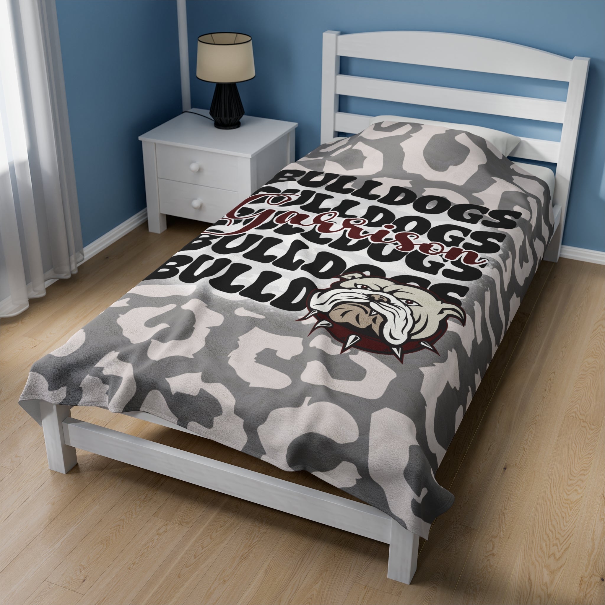 School Spirit Blanket | GARRISON BULLDOGS | STACKED GRAY LEOPARD