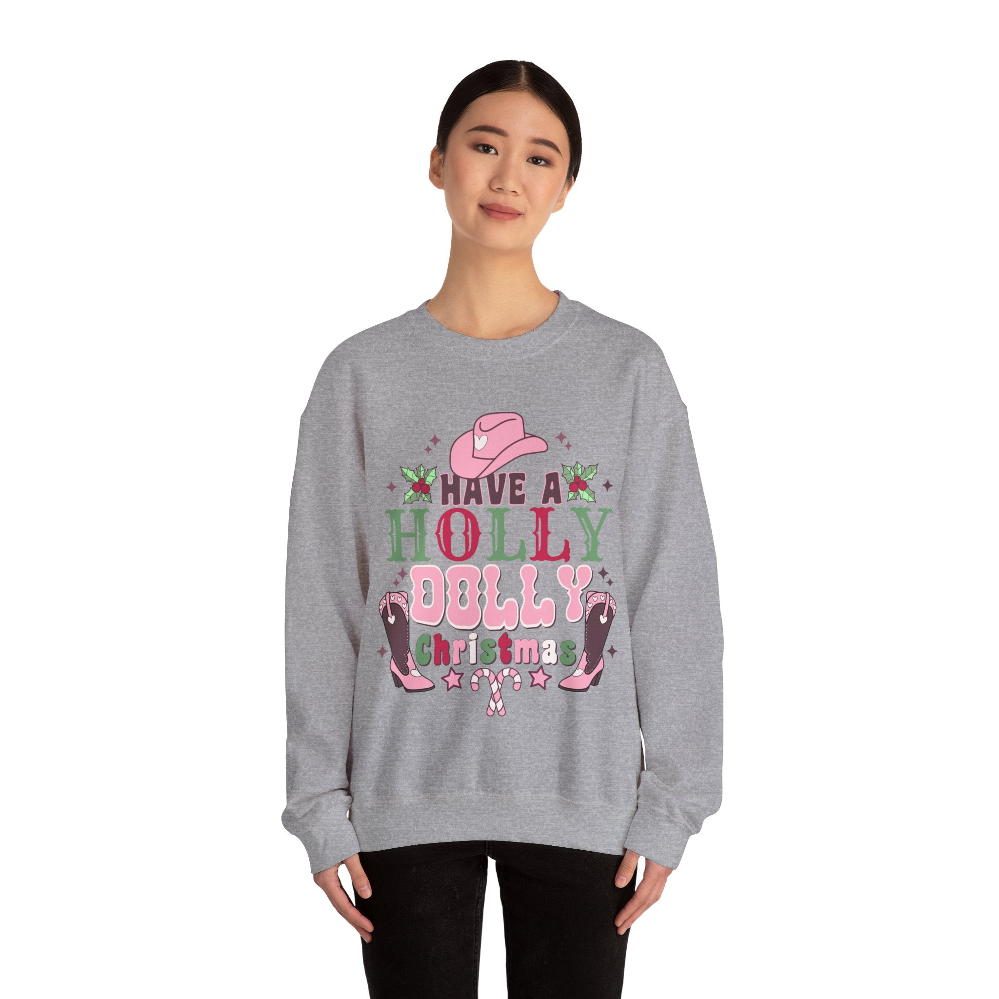 Gildan Have a Holly Dolly Christmas Sweatshirt - Unisex Heavy Blend Crewneck