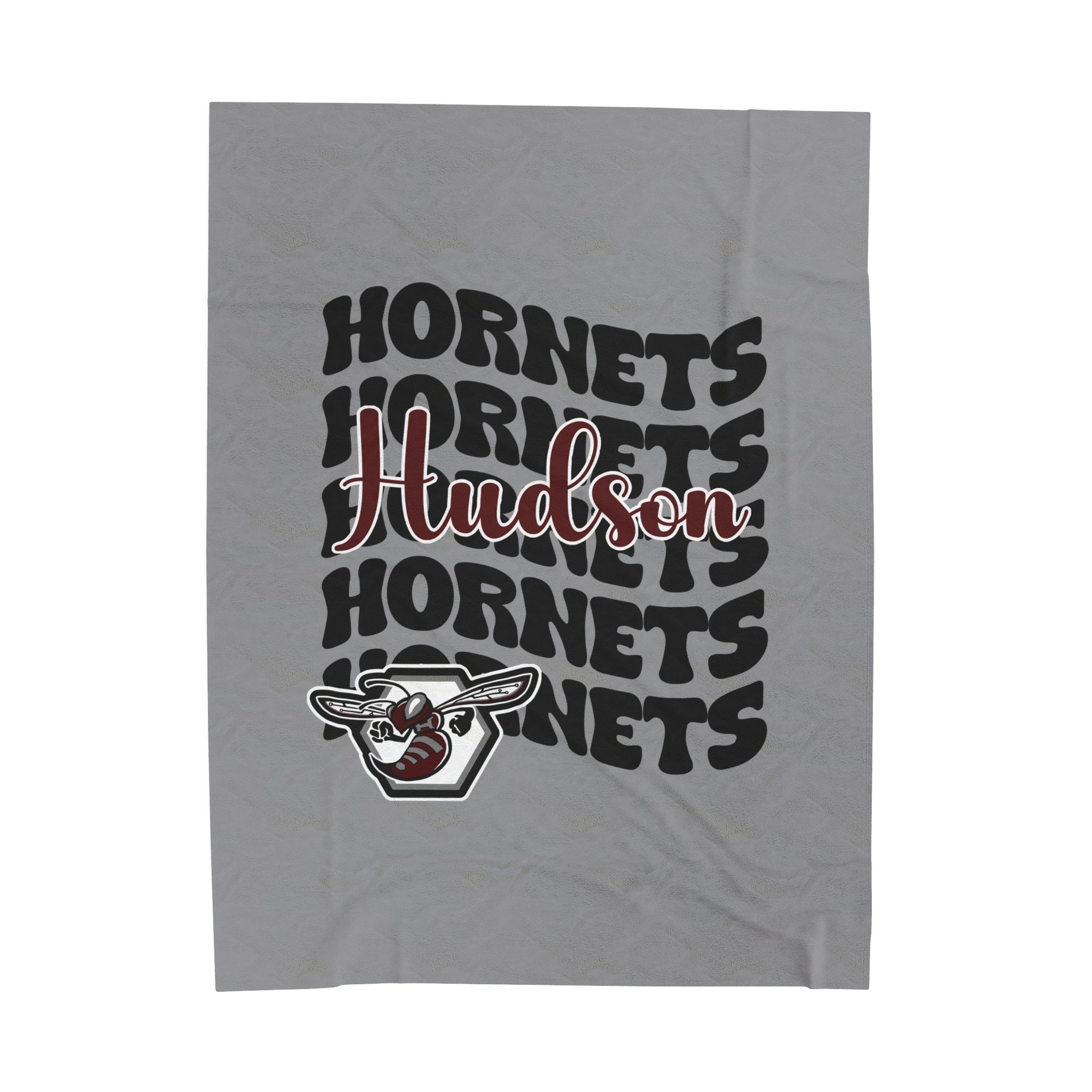 Gray School Spirit Blanket | HUDSON HORNETS | STACKED GRAY LEOPARD