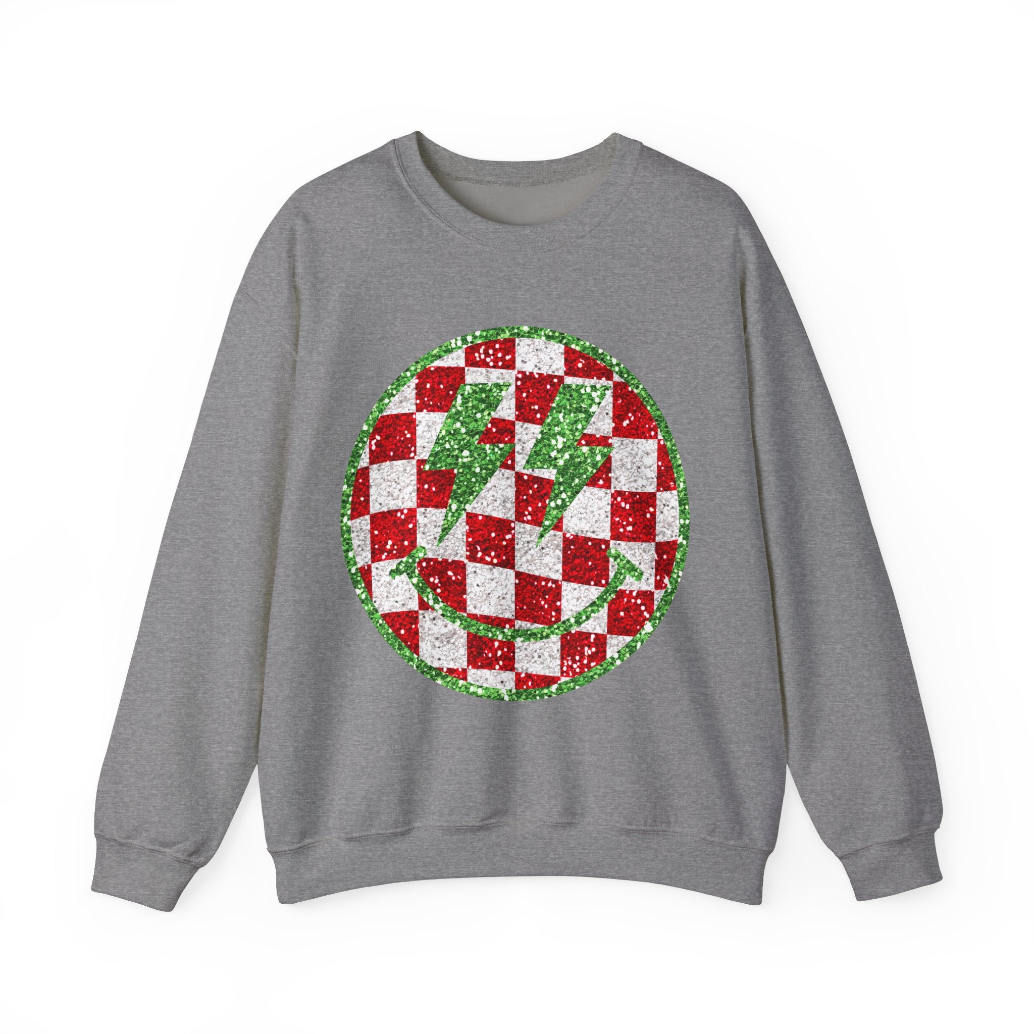 Gildan Festive Sequin Checkerboard Crewneck Sweatshirt for Holiday Cheer