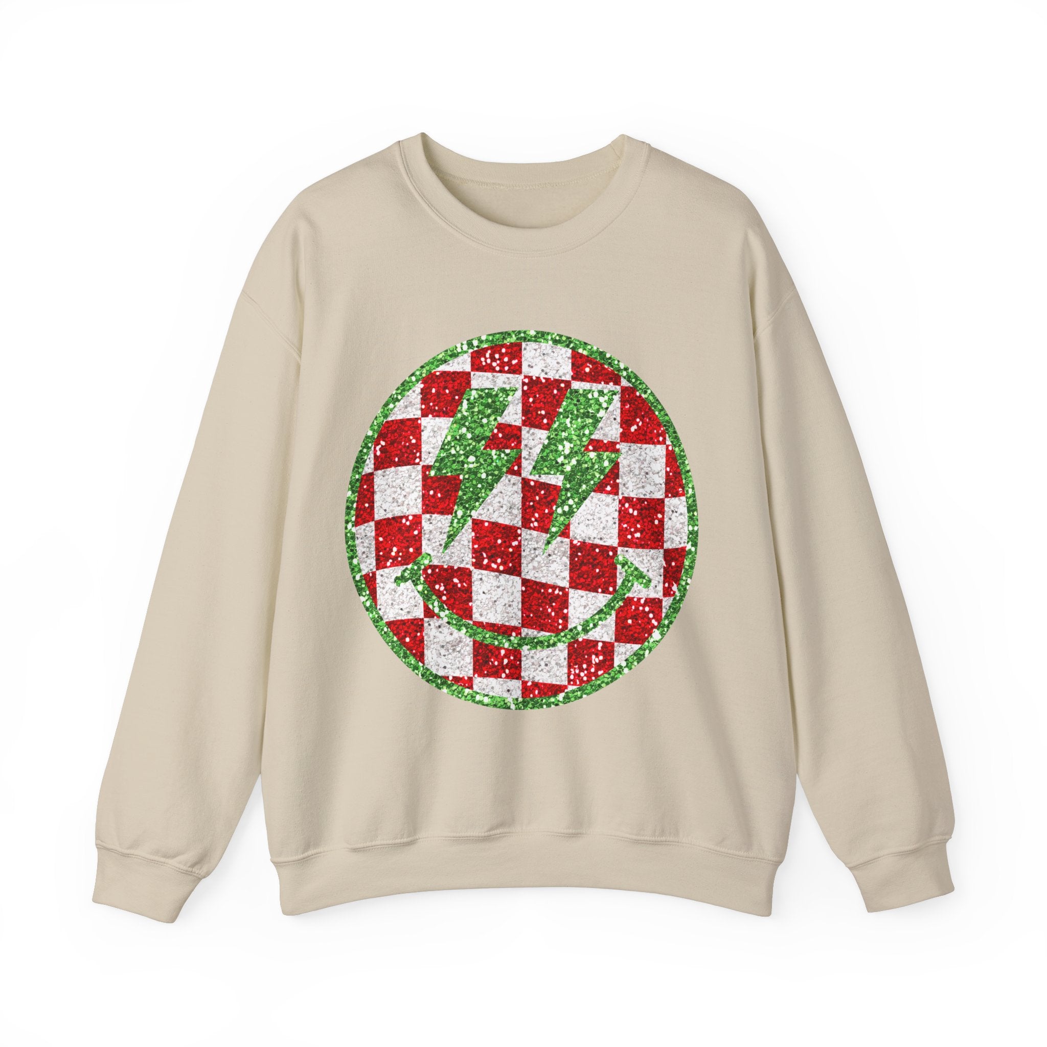 Gildan Festive Sequin Checkerboard Crewneck Sweatshirt for Holiday Cheer