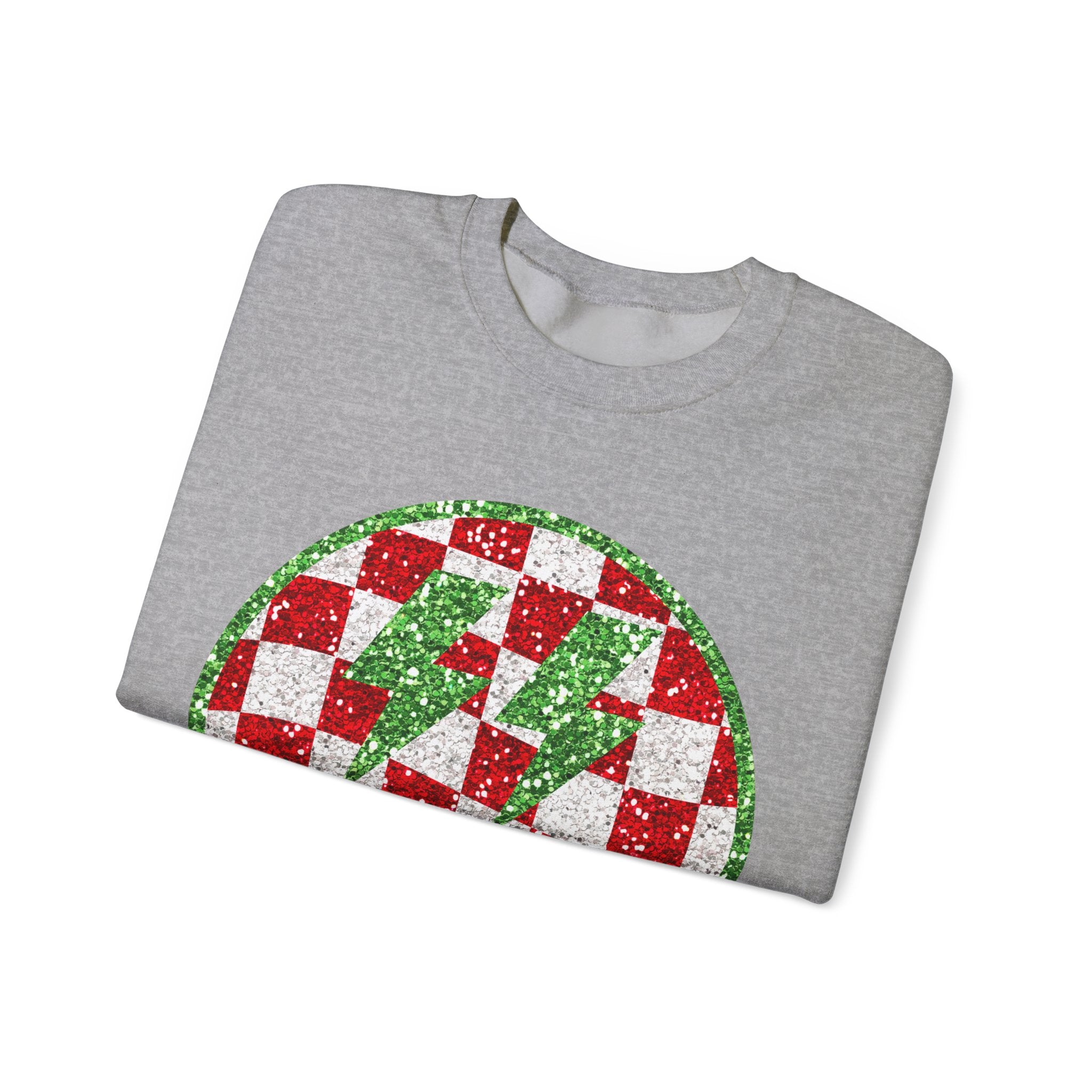 Gildan Festive Sequin Checkerboard Crewneck Sweatshirt for Holiday Cheer