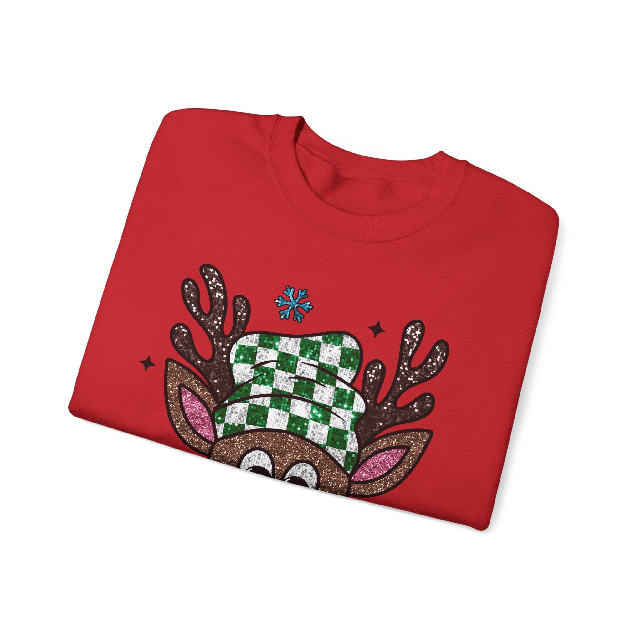 Gildan Festive Reindeer Crewneck Sweatshirt for Holiday Cheer