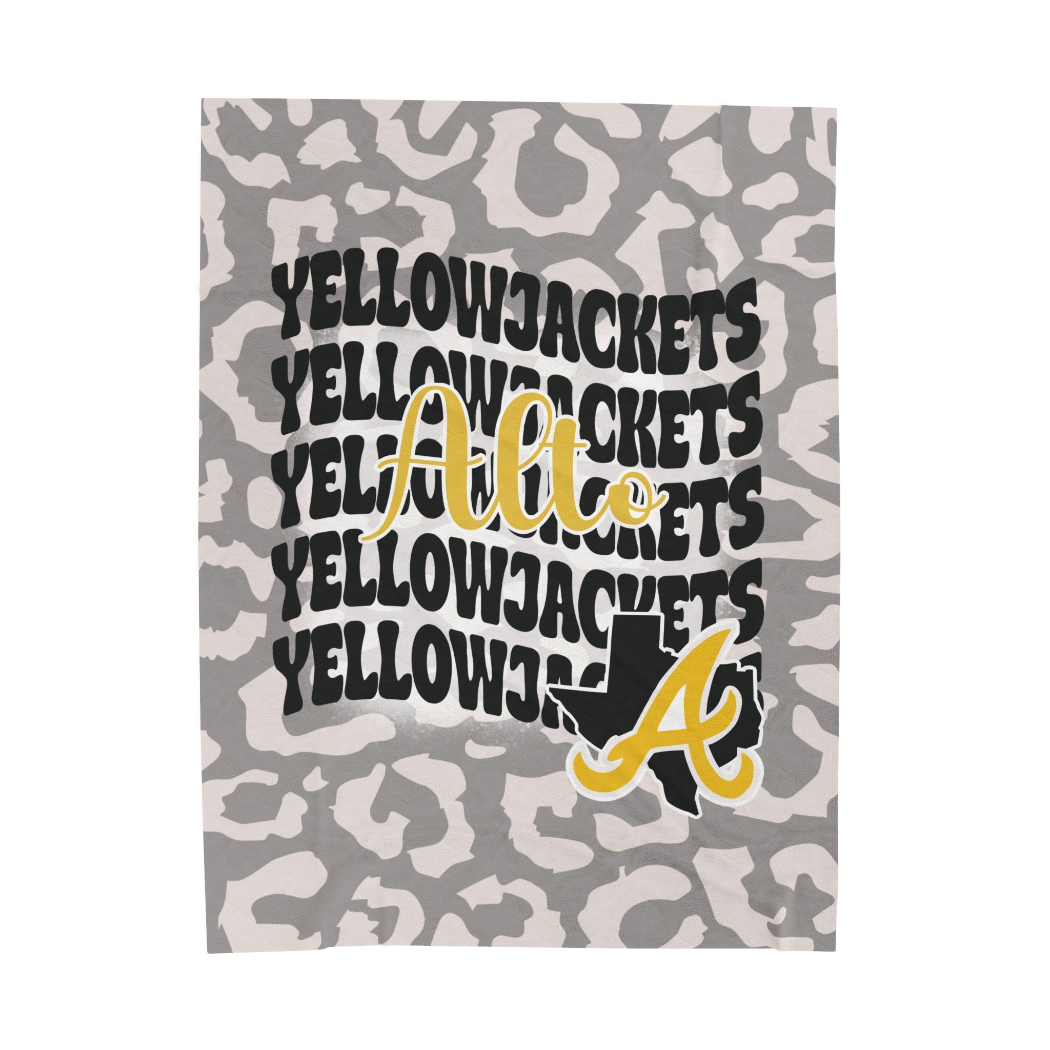 School Spirit Blanket | ALTO YELLOWJACKETS | STACKED GRAY LEOPARD