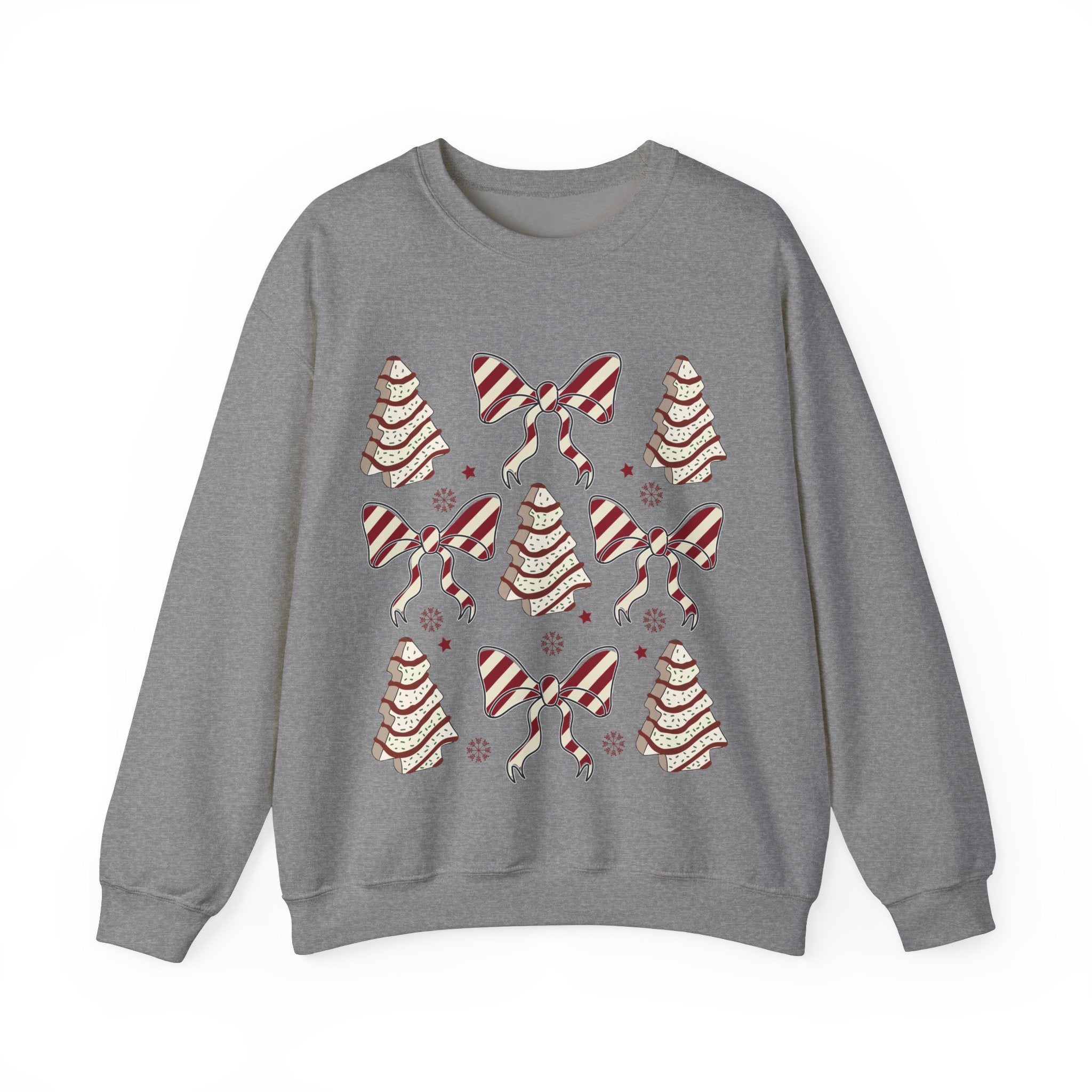 Gildan Cozy Christmas Crewneck Sweatshirt with Festive Trees & Bows