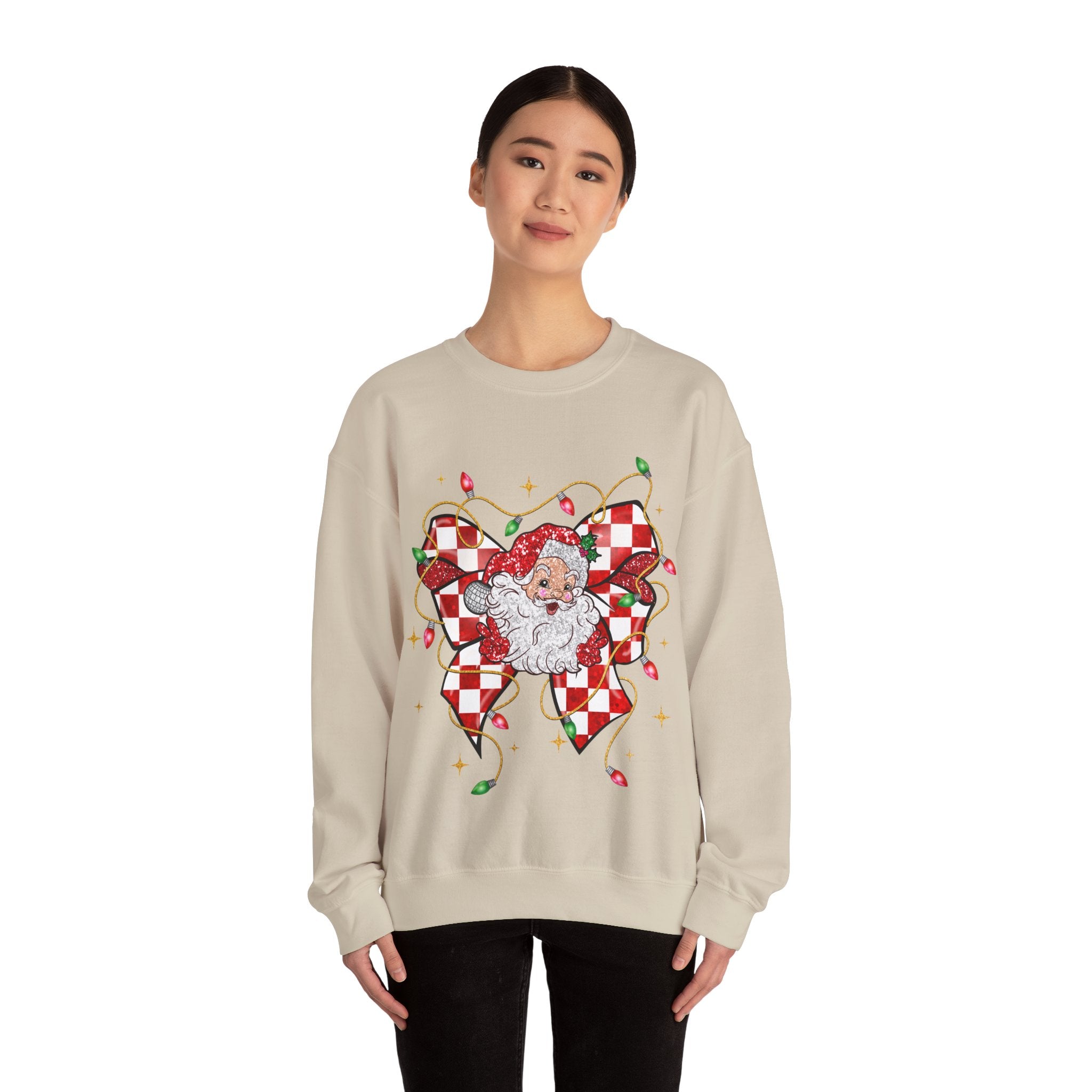 Gildan Festive Santa Heart Crewneck Sweatshirt