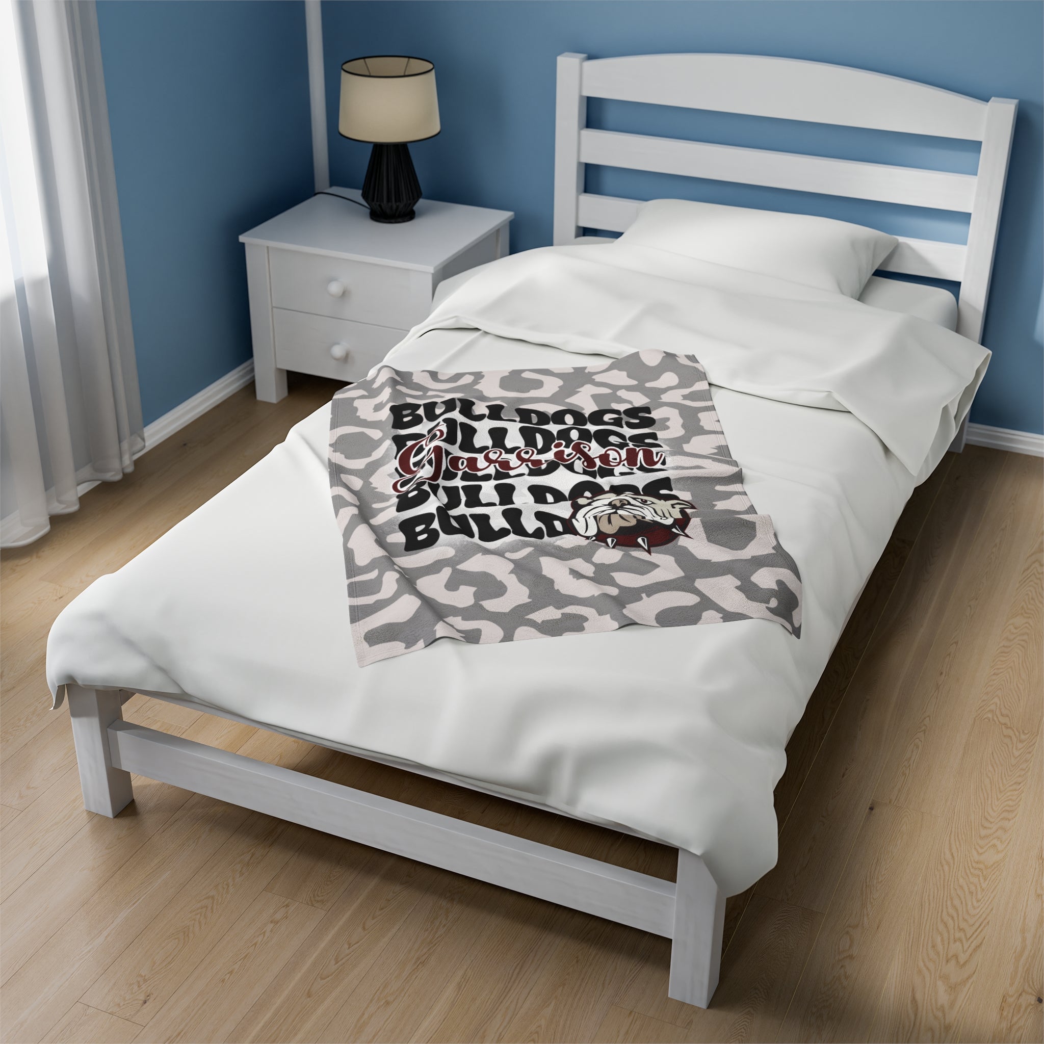 School Spirit Blanket | GARRISON BULLDOGS | STACKED GRAY LEOPARD