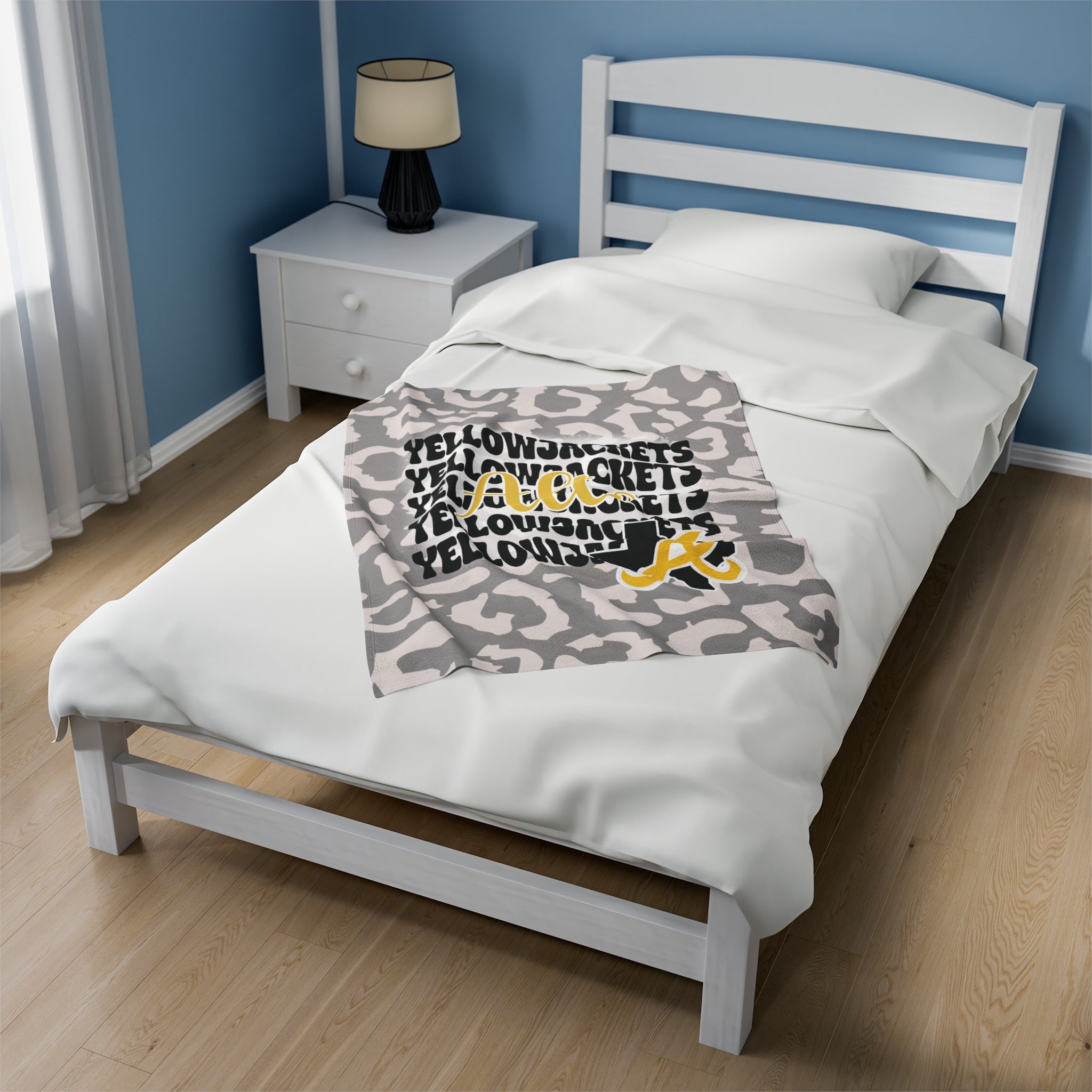 School Spirit Blanket | ALTO YELLOWJACKETS | STACKED GRAY LEOPARD