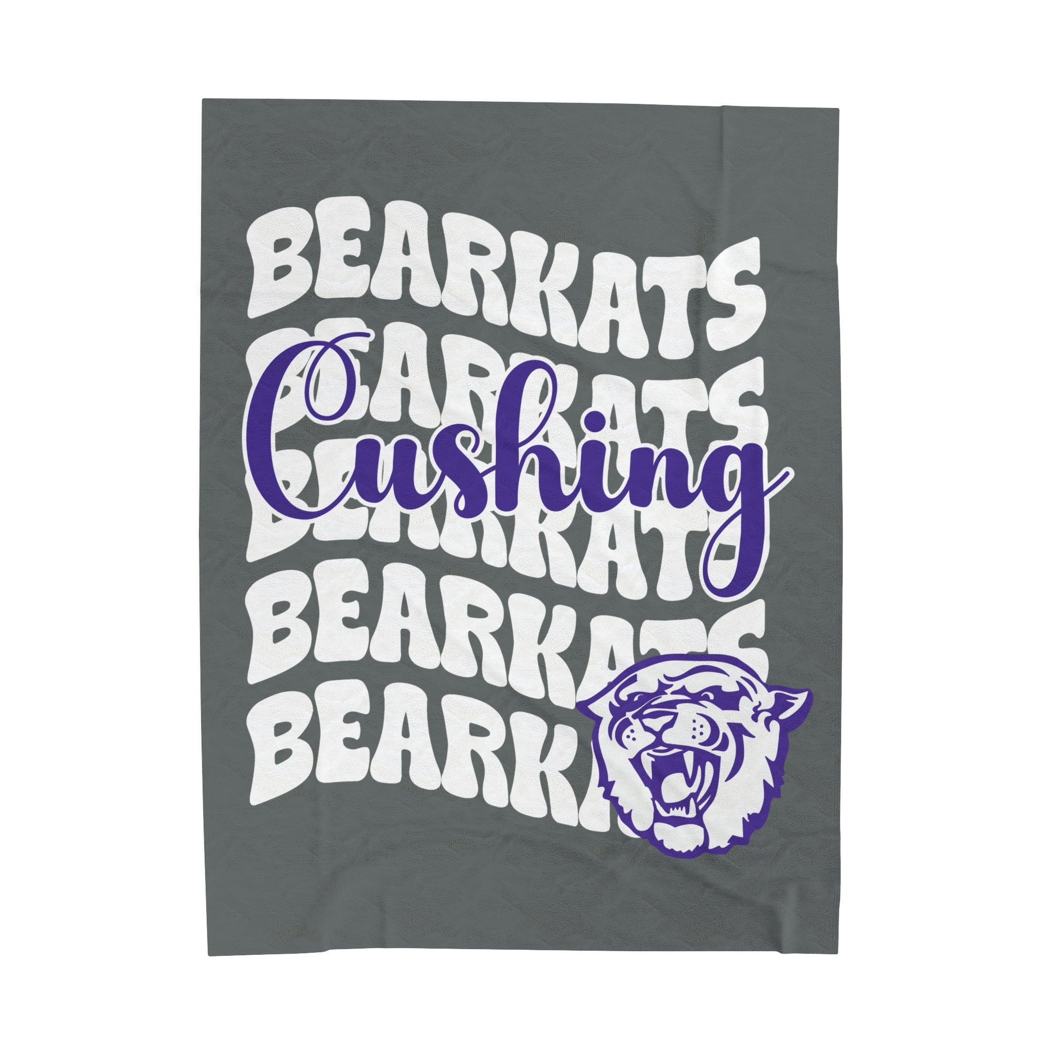 SCHOOL SPIRIT BLANKET | CUSHING BEARKATS | DARK GRAY - WHITE STACKED LOGO