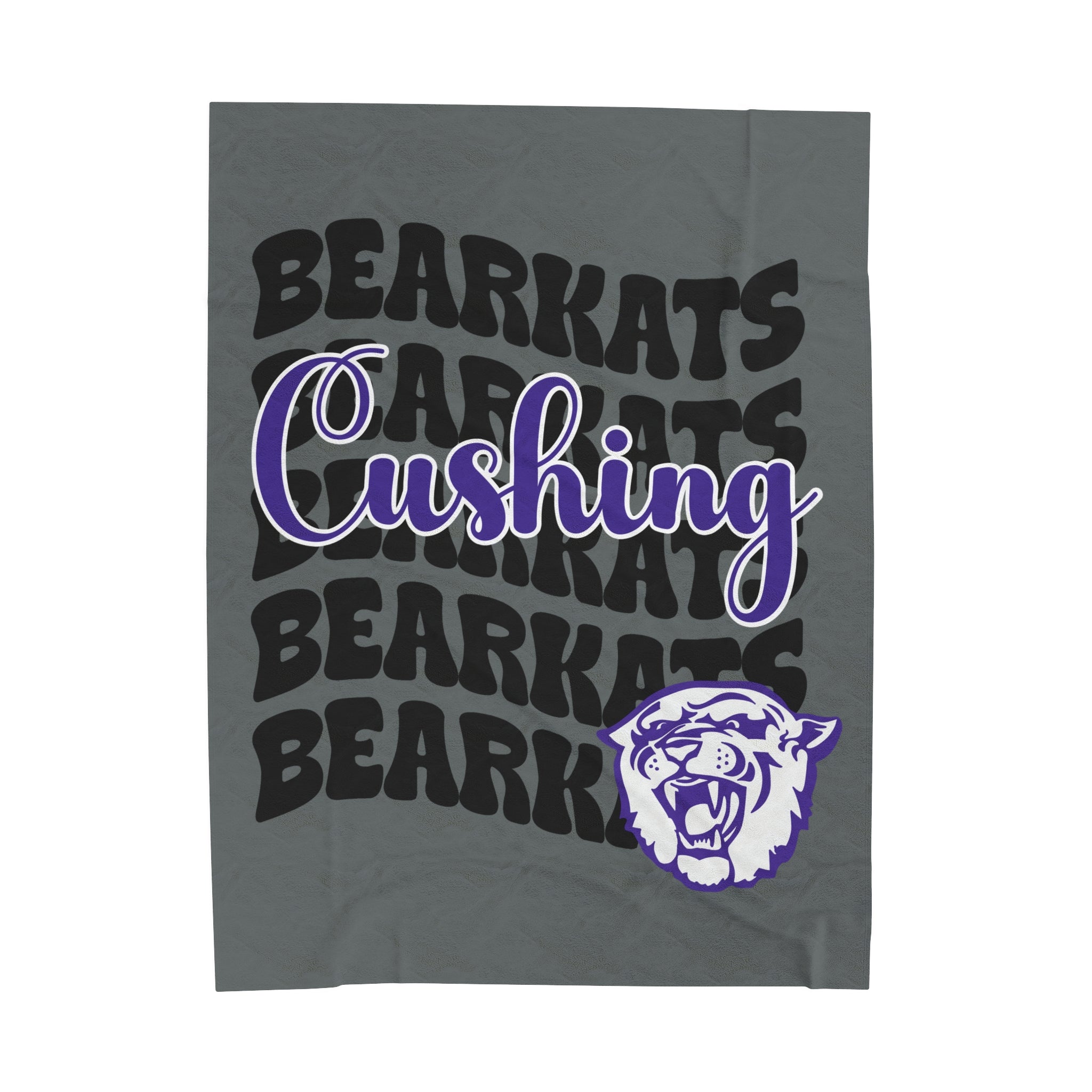 SCHOOL SPIRIT BLANKET | CUSHING BEARKATS | DARK GRAY - BLACK STACKED