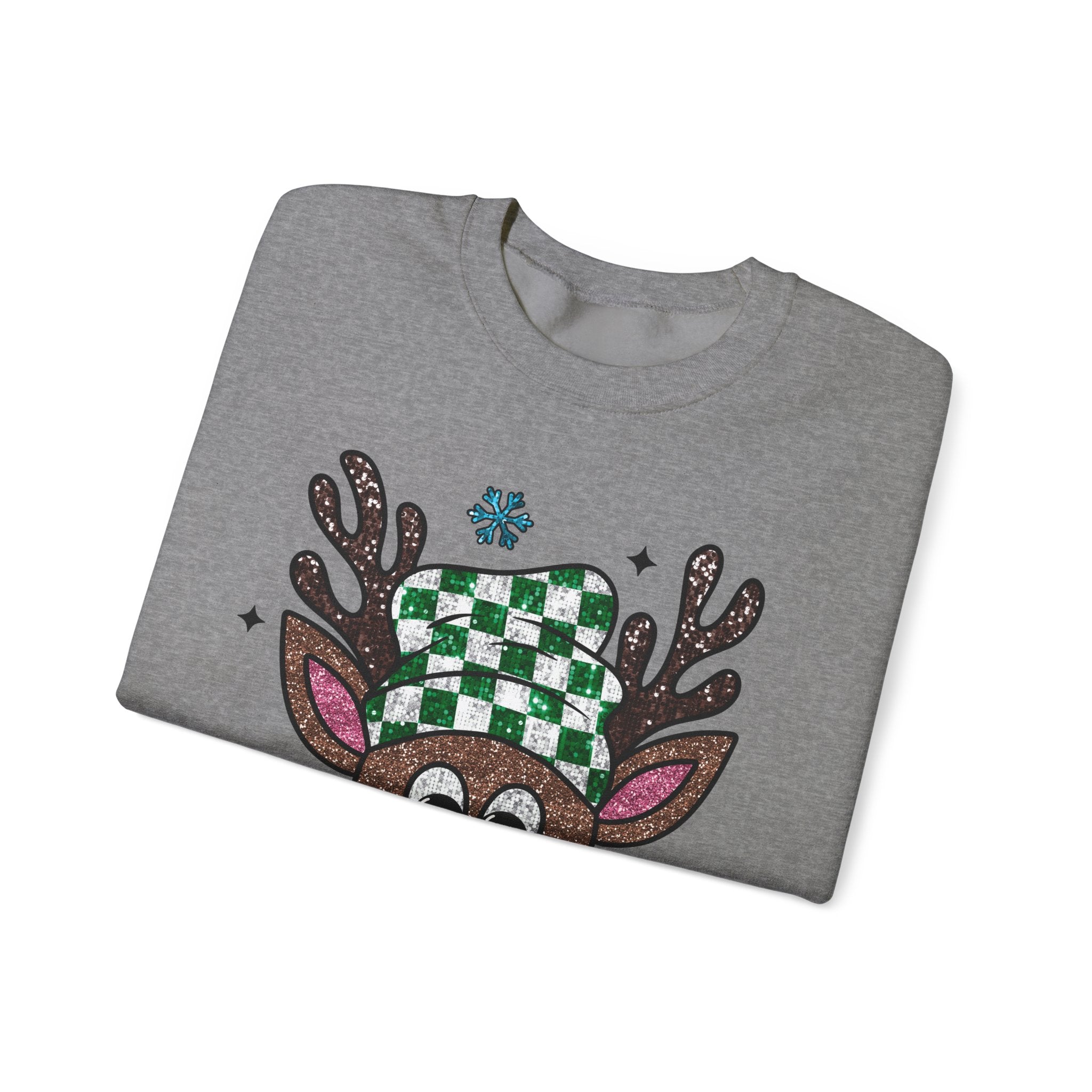 Gildan Festive Reindeer Crewneck Sweatshirt for Holiday Cheer