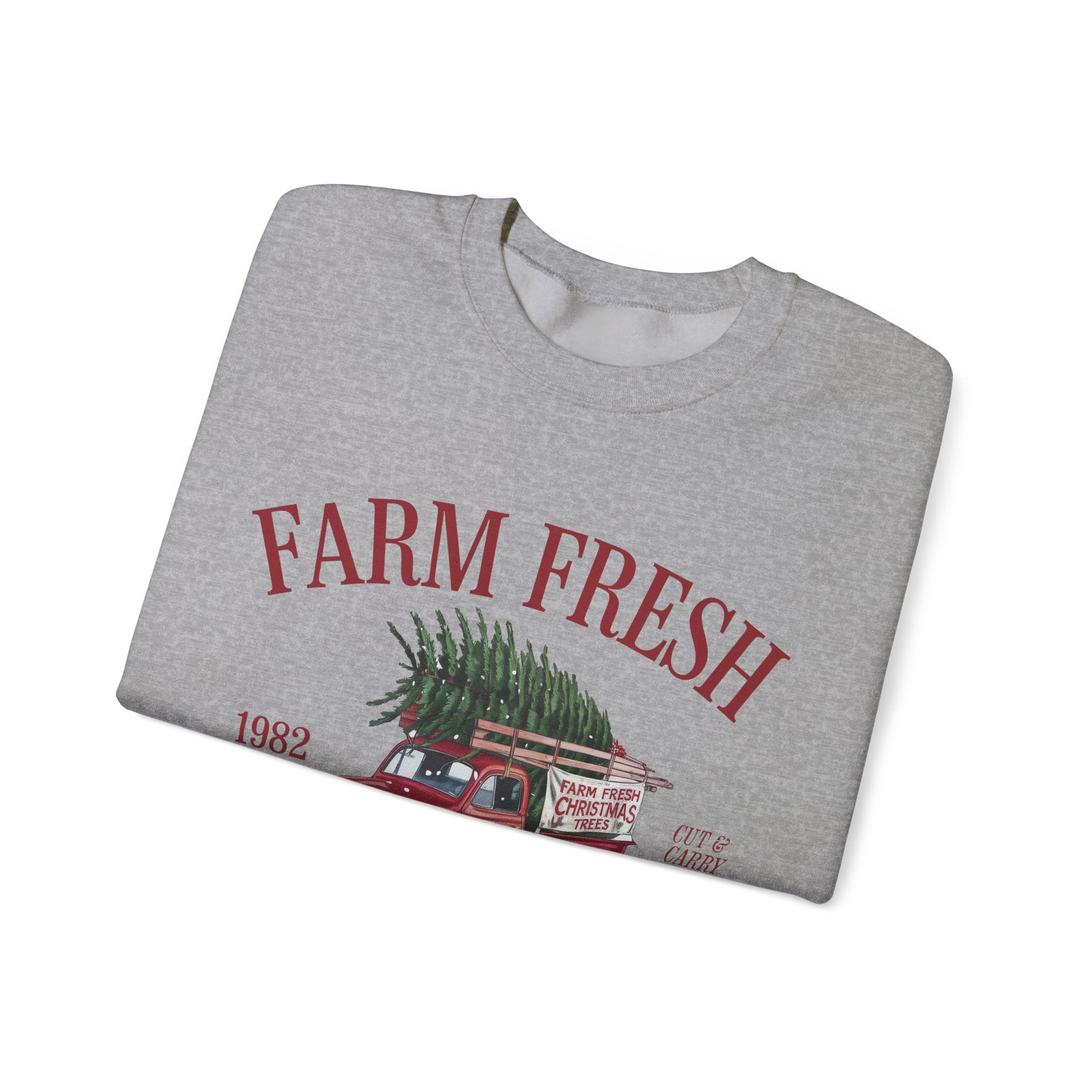 Farm Fresh Christmas Trees Gildan Crewneck Sweatshirt - Cozy Holiday Vibe for Festive Gatherings