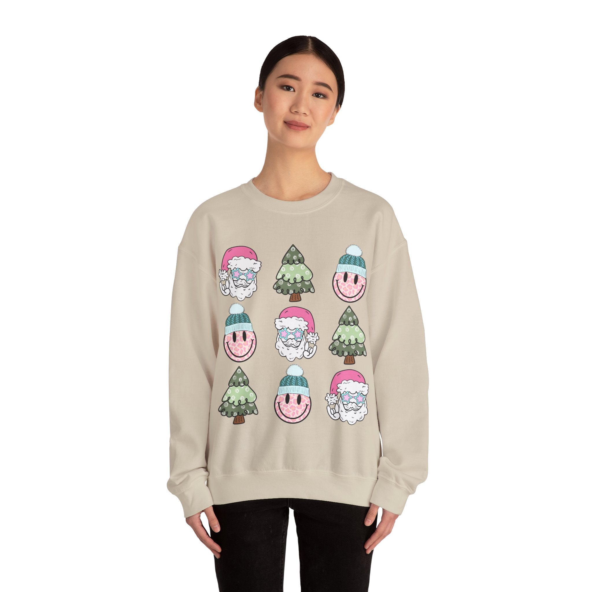 Gildan Festive Cheer Unisex Crewneck Sweatshirt - Christmas Trees & Santa Designs