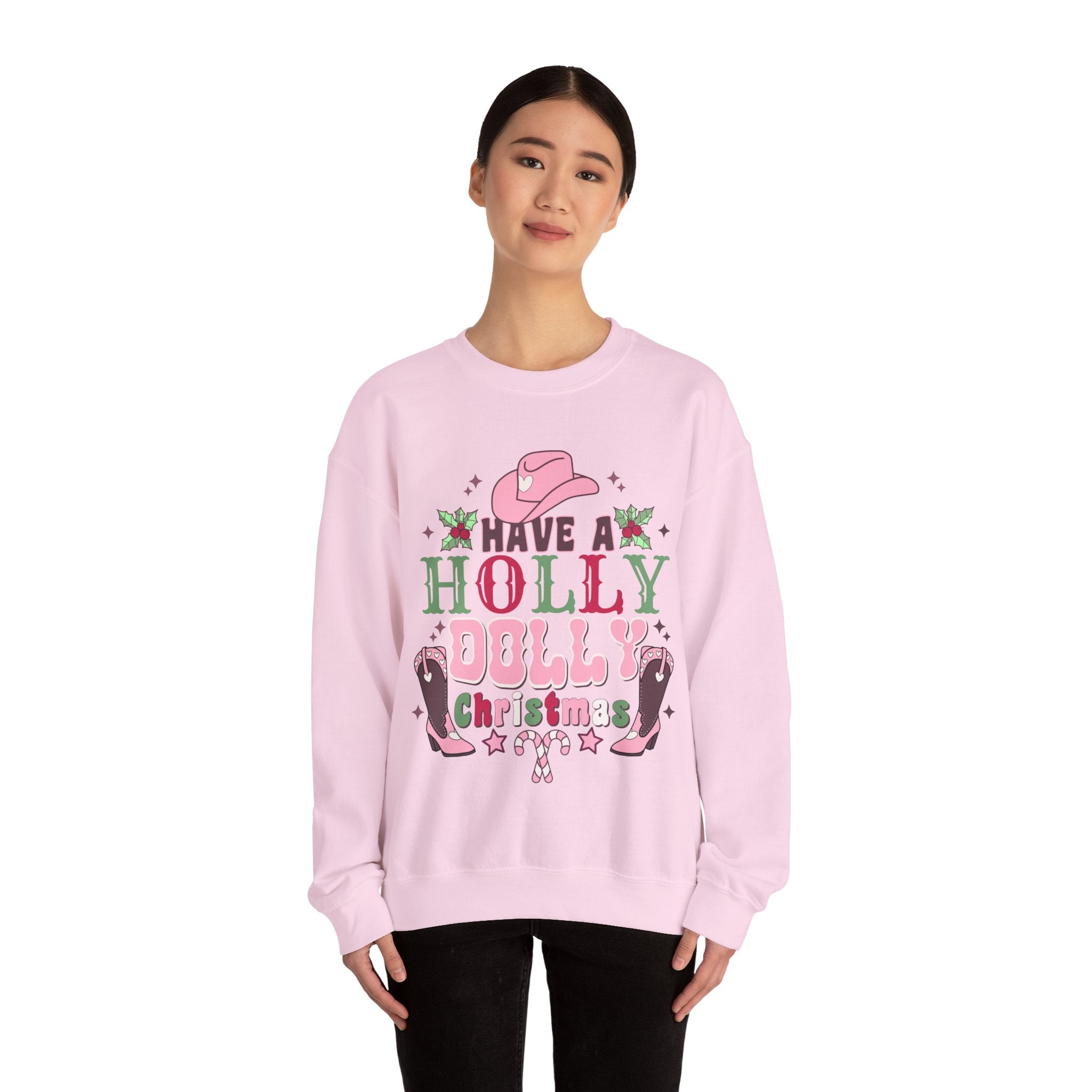 Gildan Have a Holly Dolly Christmas Sweatshirt - Unisex Heavy Blend Crewneck