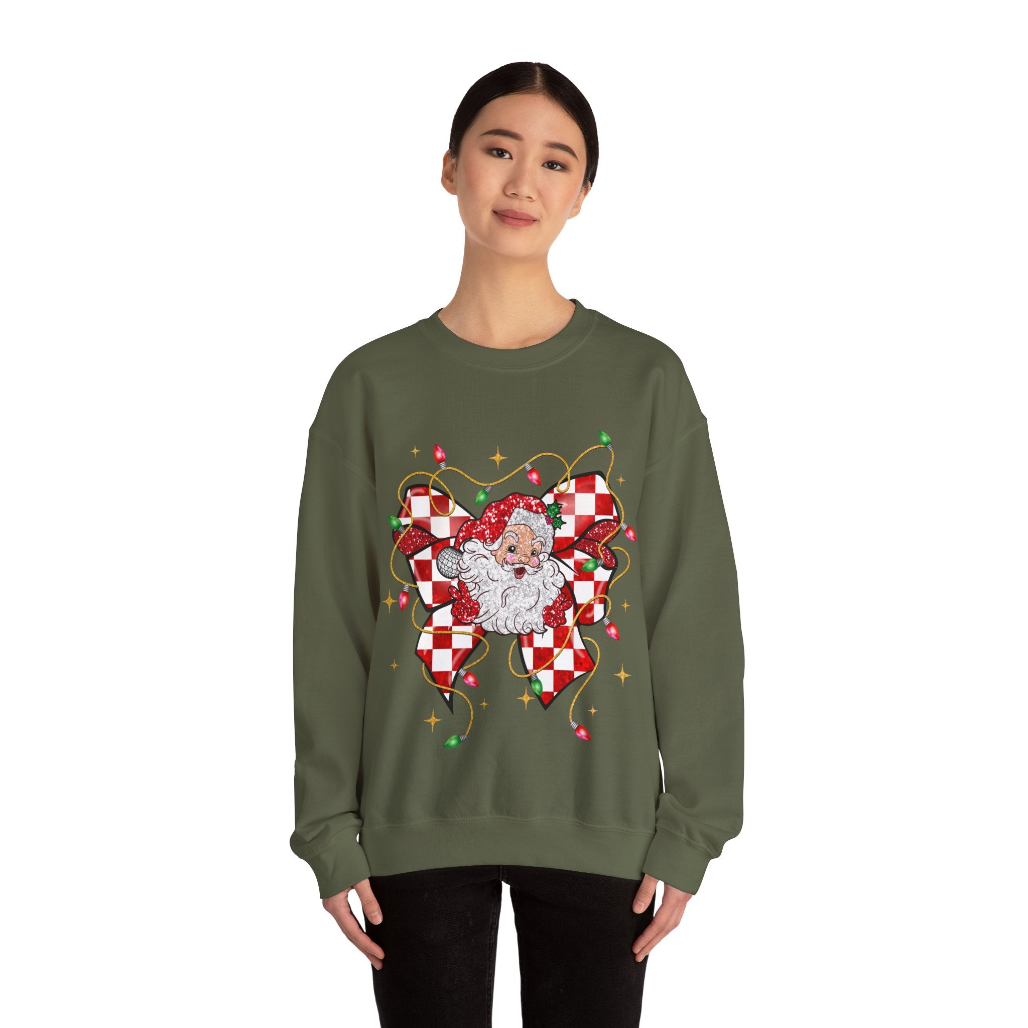 Gildan Festive Santa Heart Crewneck Sweatshirt