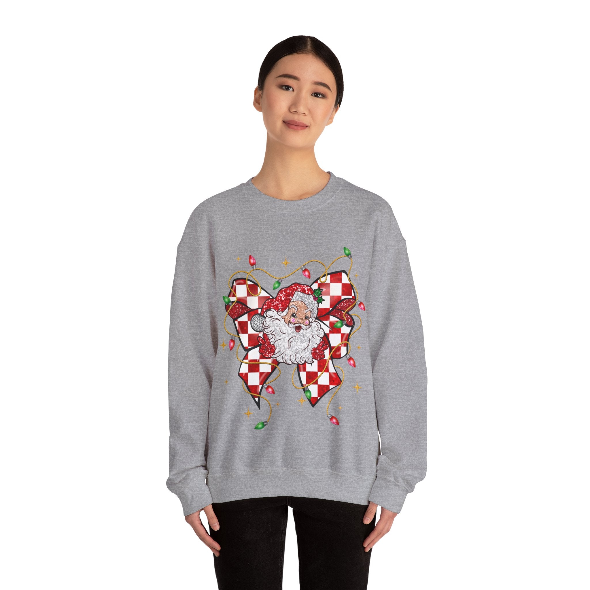 Gildan Festive Santa Heart Crewneck Sweatshirt