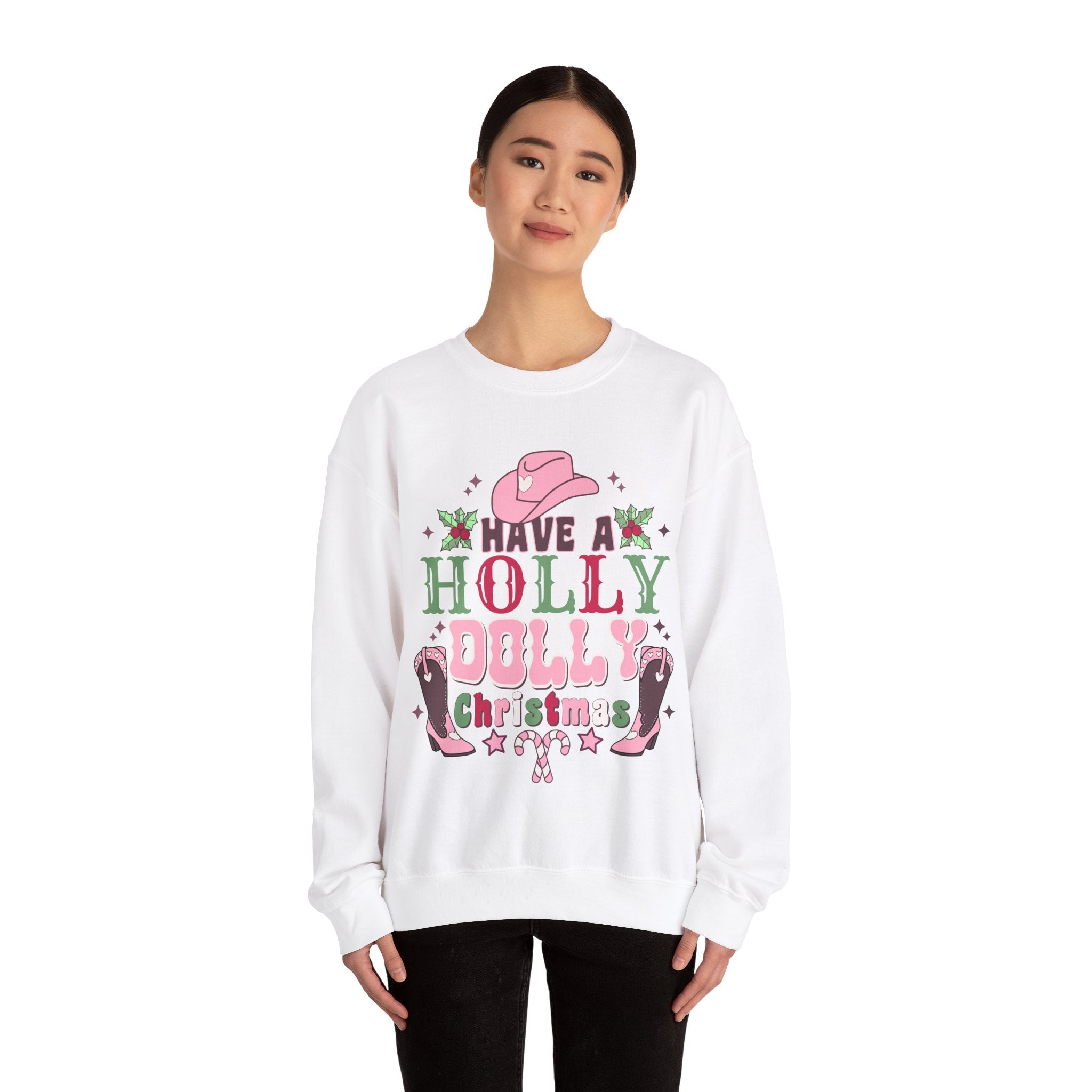 Gildan Have a Holly Dolly Christmas Sweatshirt - Unisex Heavy Blend Crewneck