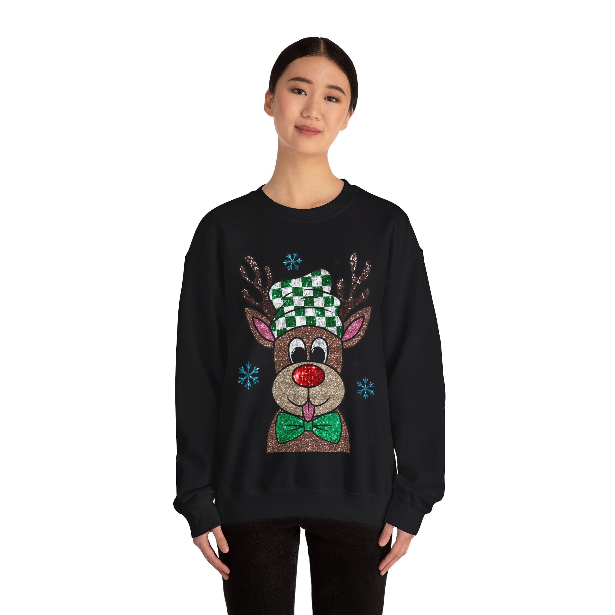 Gildan Festive Reindeer Crewneck Sweatshirt for Holiday Cheer