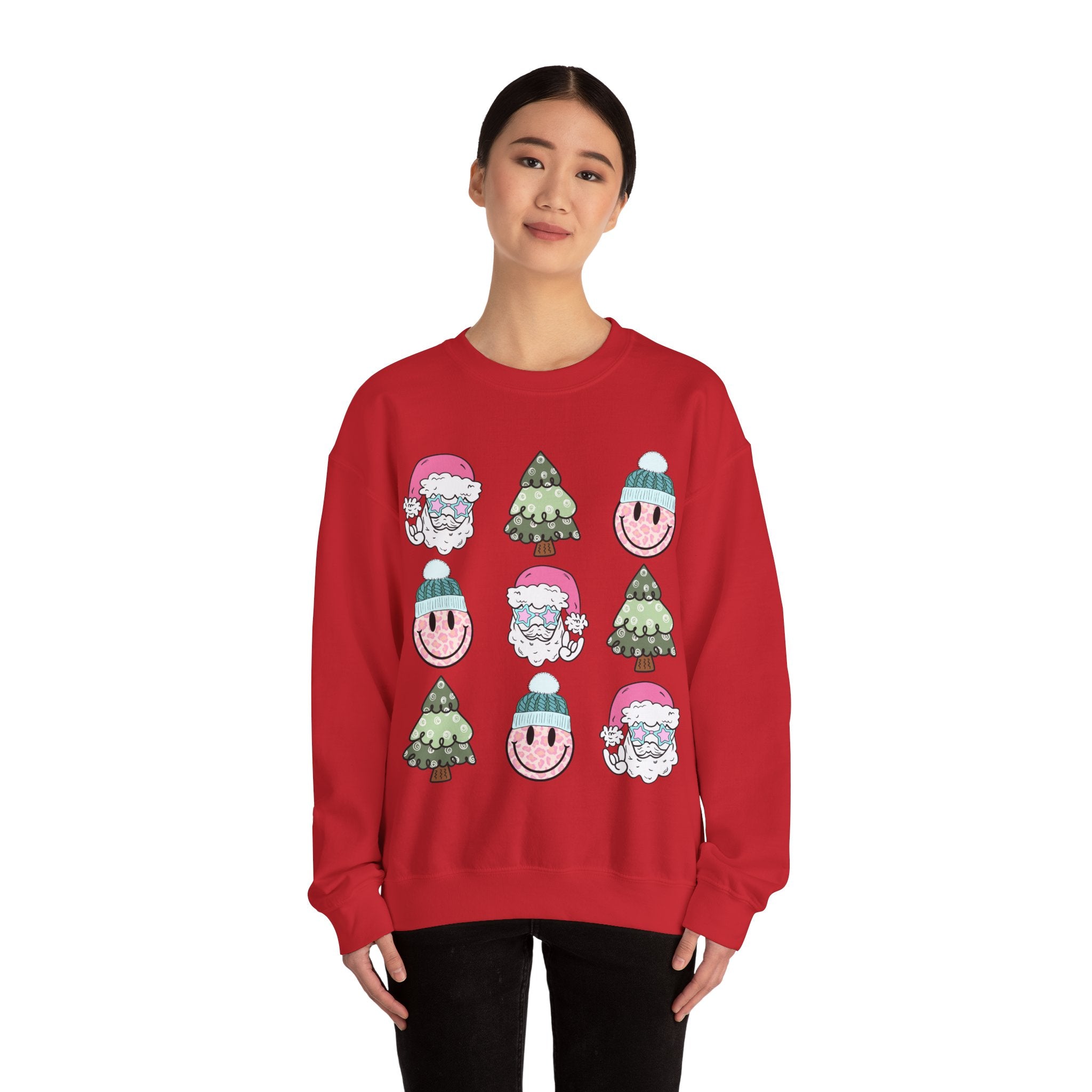 Gildan Festive Cheer Unisex Crewneck Sweatshirt - Christmas Trees & Santa Designs