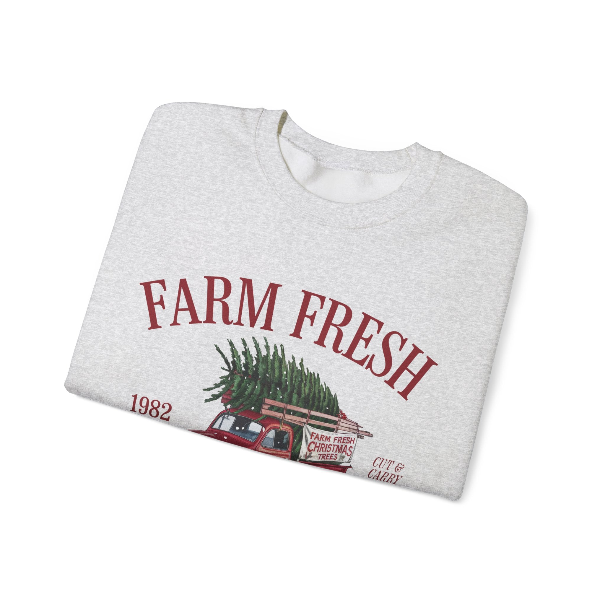 Farm Fresh Christmas Trees Gildan Crewneck Sweatshirt - Cozy Holiday Vibe for Festive Gatherings