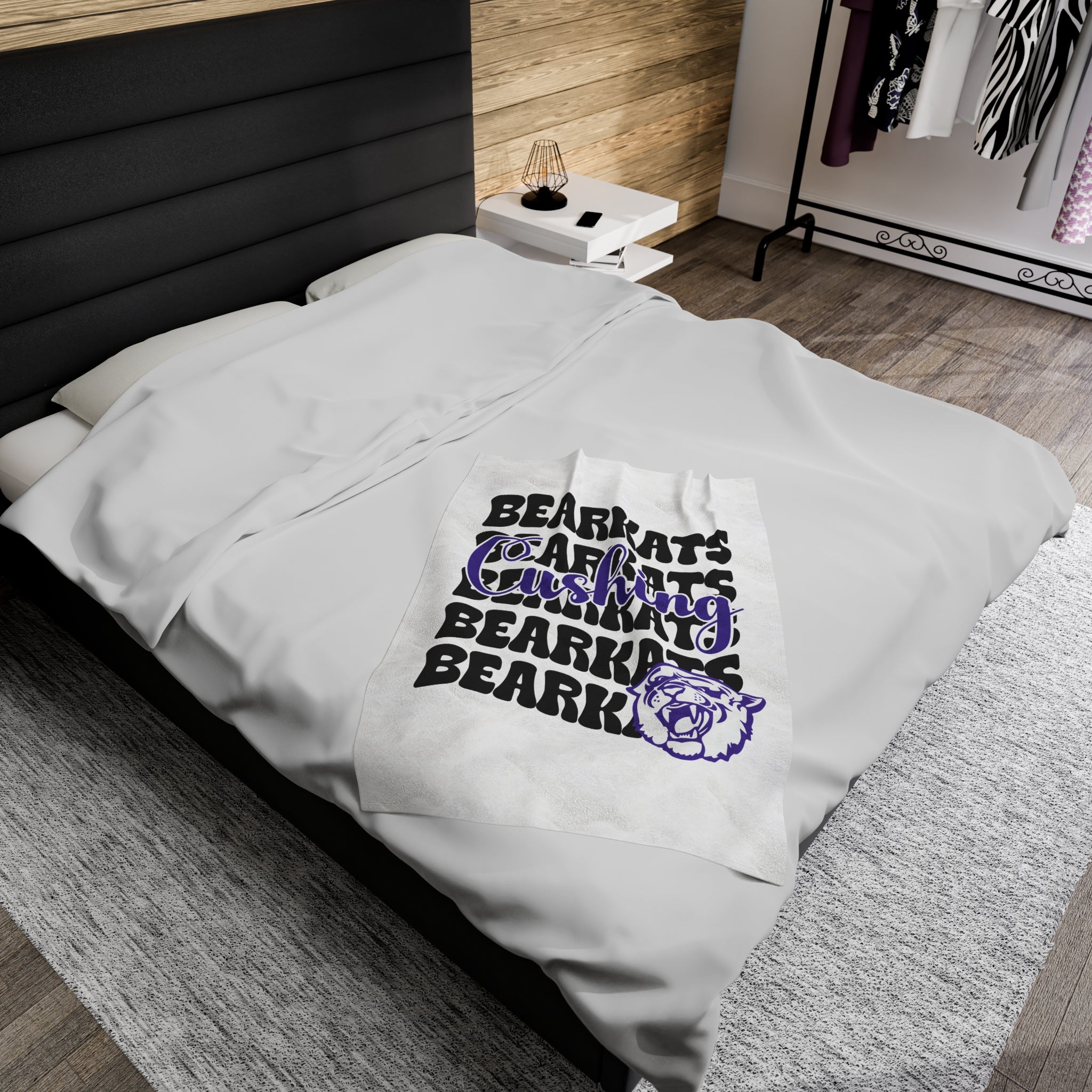 SCHOOL SPIRIT BLANKET | CUSHING BEARKATS | STACKED LOGO