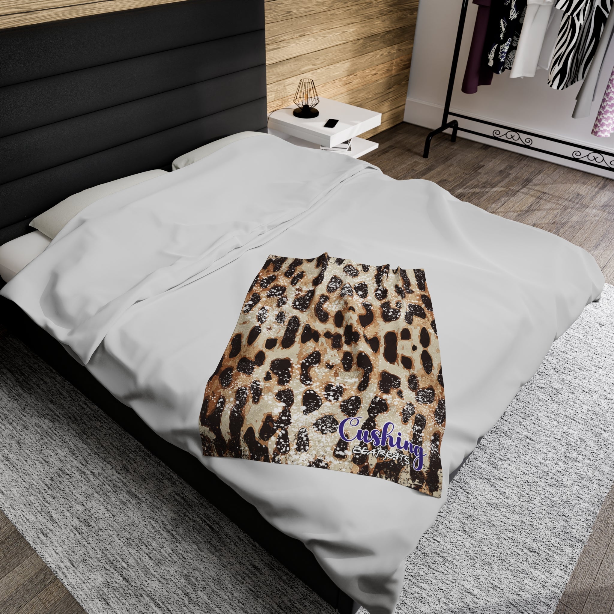 SCHOOL SPIRIT BLANKET | CUSHING BEARKATS | LEOPARD 1